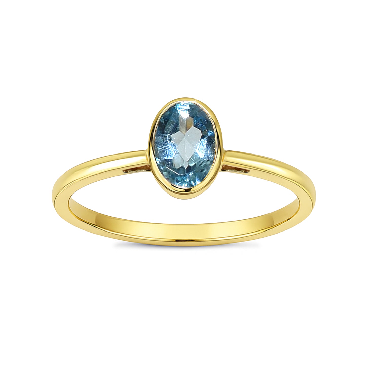 14k Gemstone Oval Bezel Ring