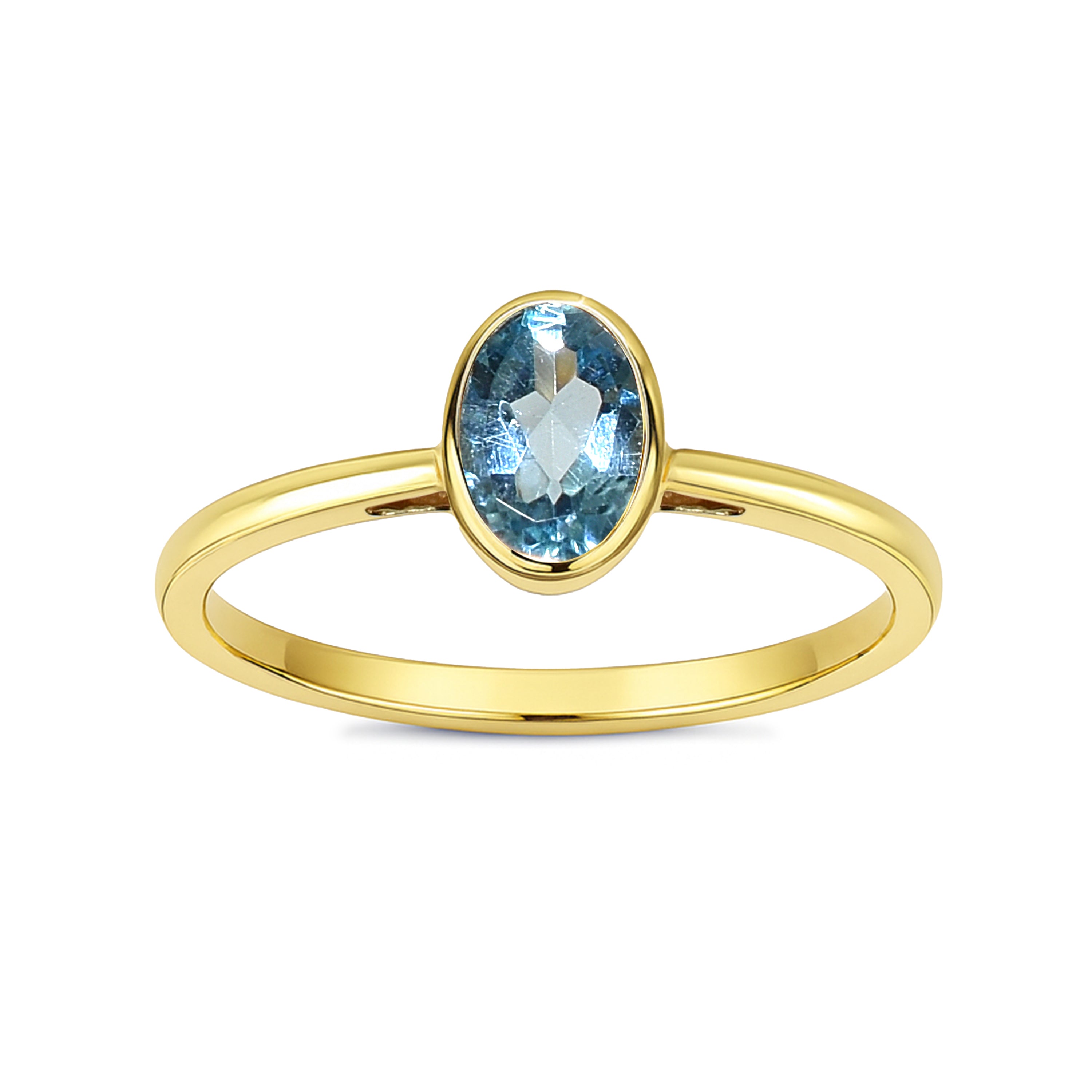 14k Gemstone Oval Bezel Ring