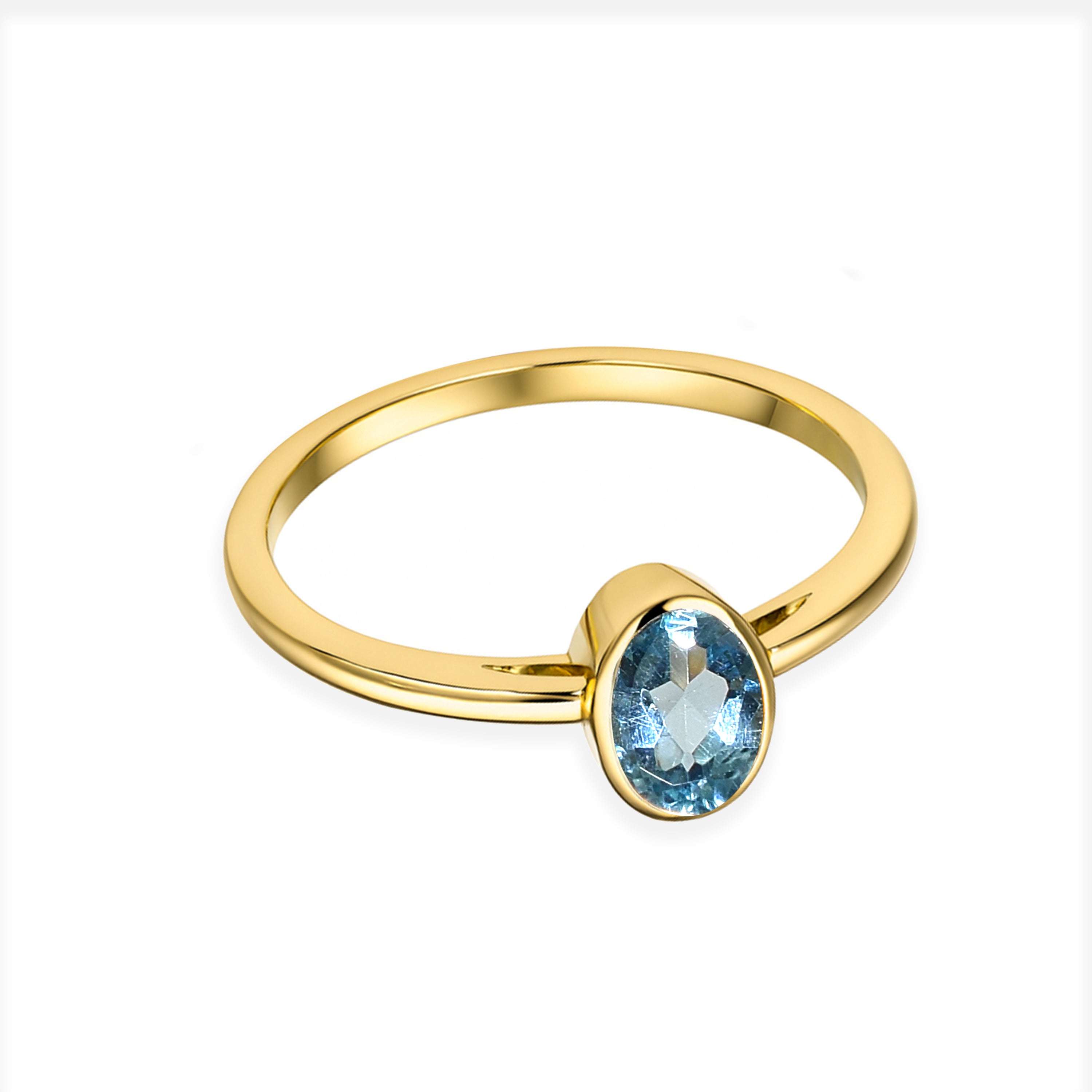 14k Gemstone Oval Bezel Ring