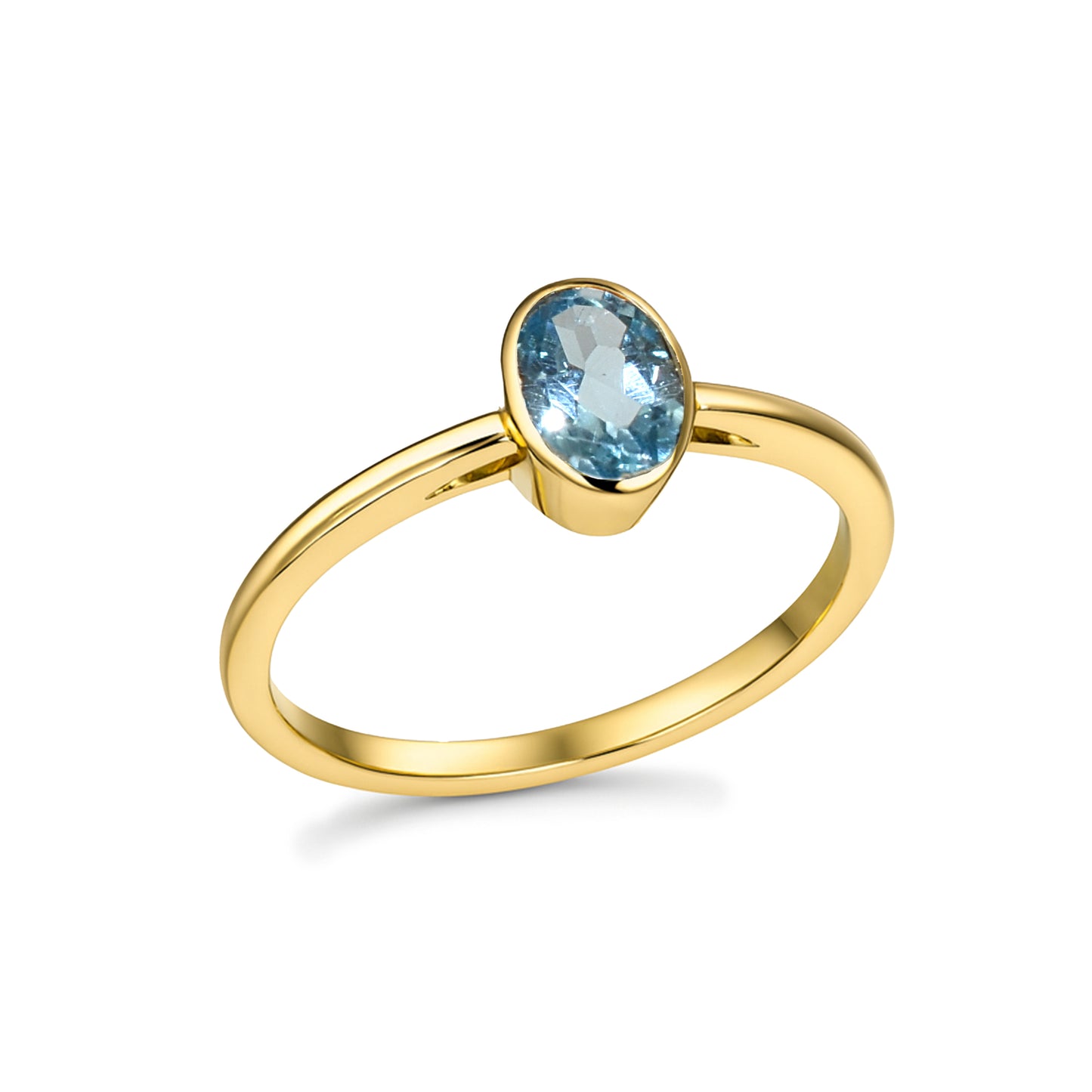 14k Gemstone Oval Bezel Ring