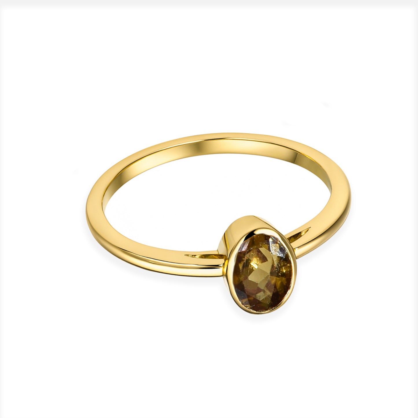 14k Gemstone Oval Bezel Ring