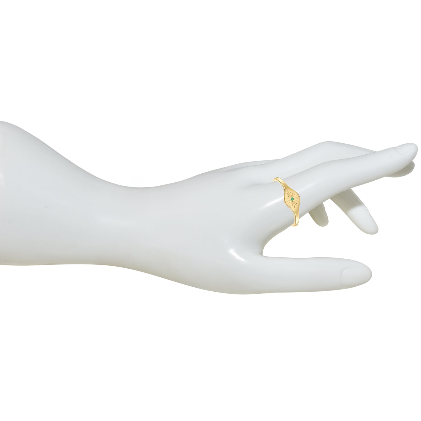 14k Emerald Evil Eye Ring