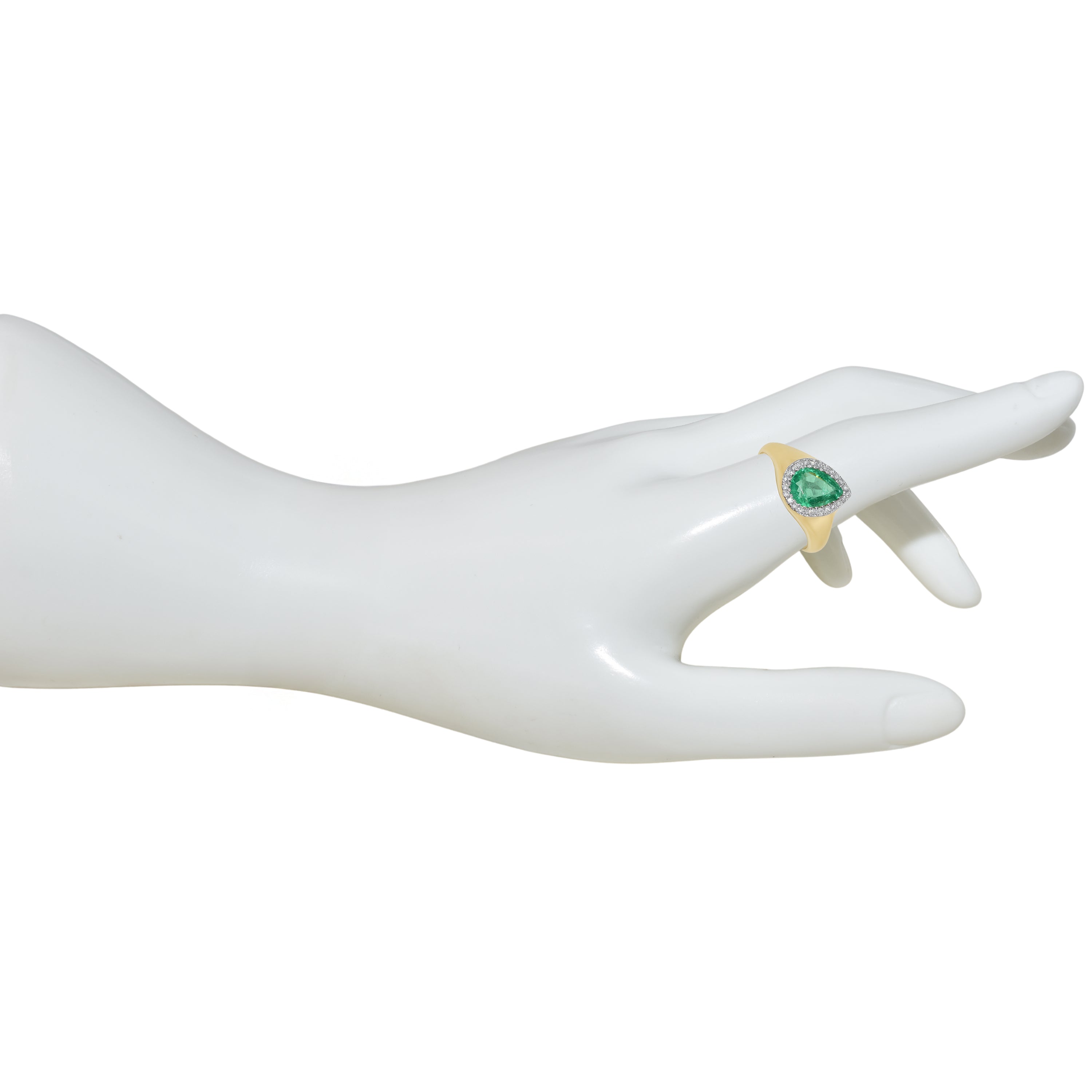 14k Emerald Diamond Pear Shape Ring