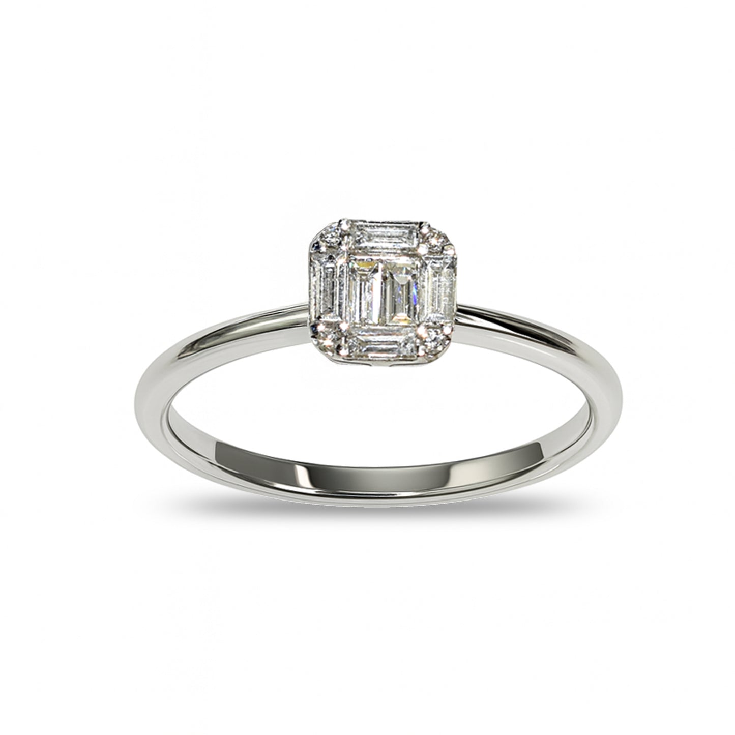 14k White Gold Diamond Square Ring