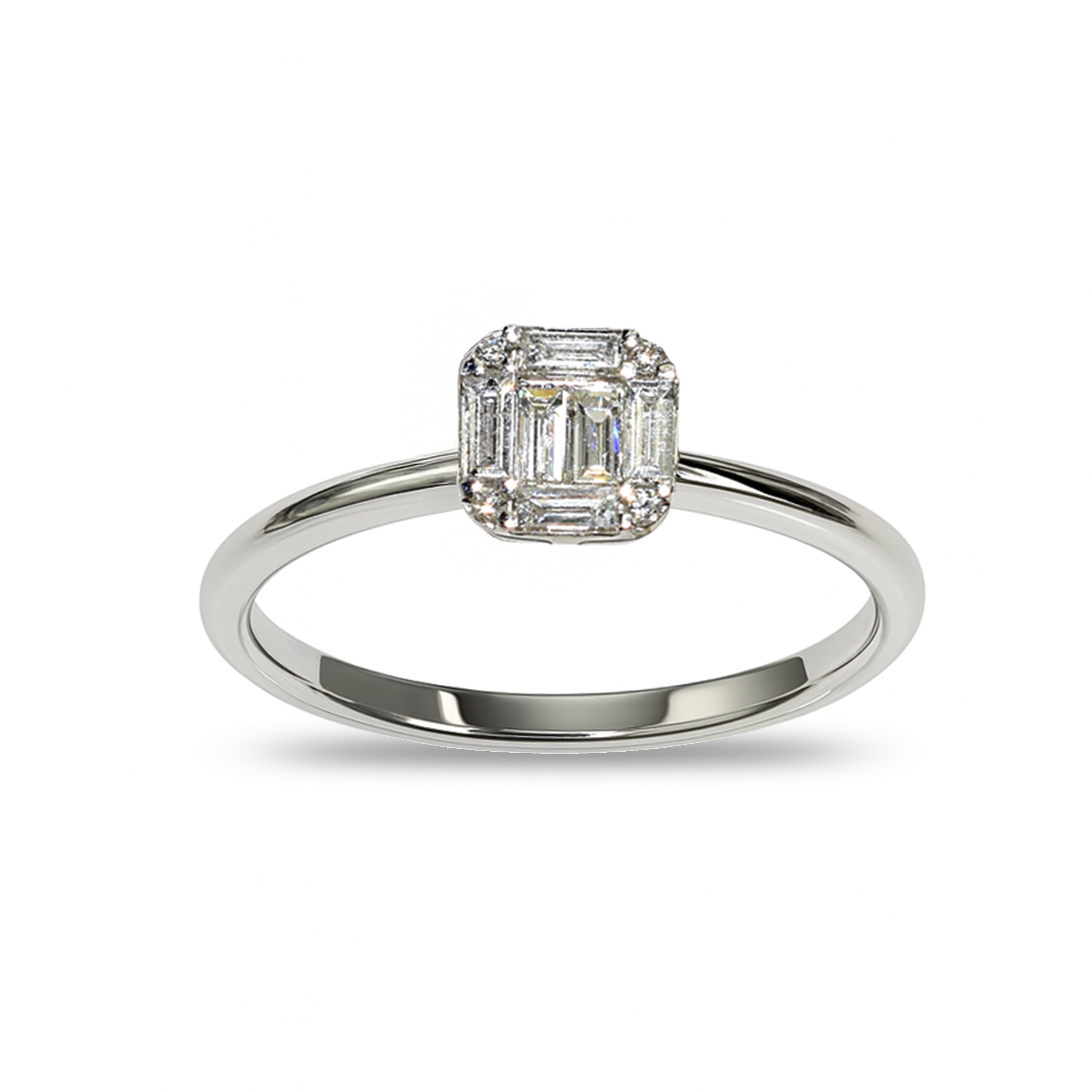 14k White Gold Diamond Square Ring
