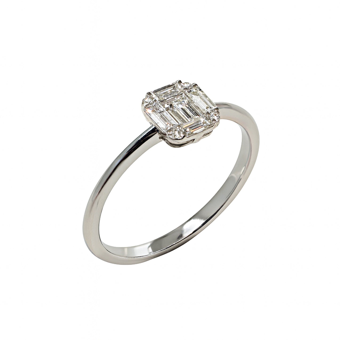 14k White Gold Diamond Square Ring