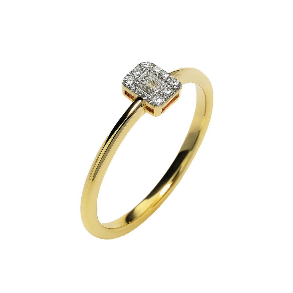 14k Diamond Rectangle Cut Ring