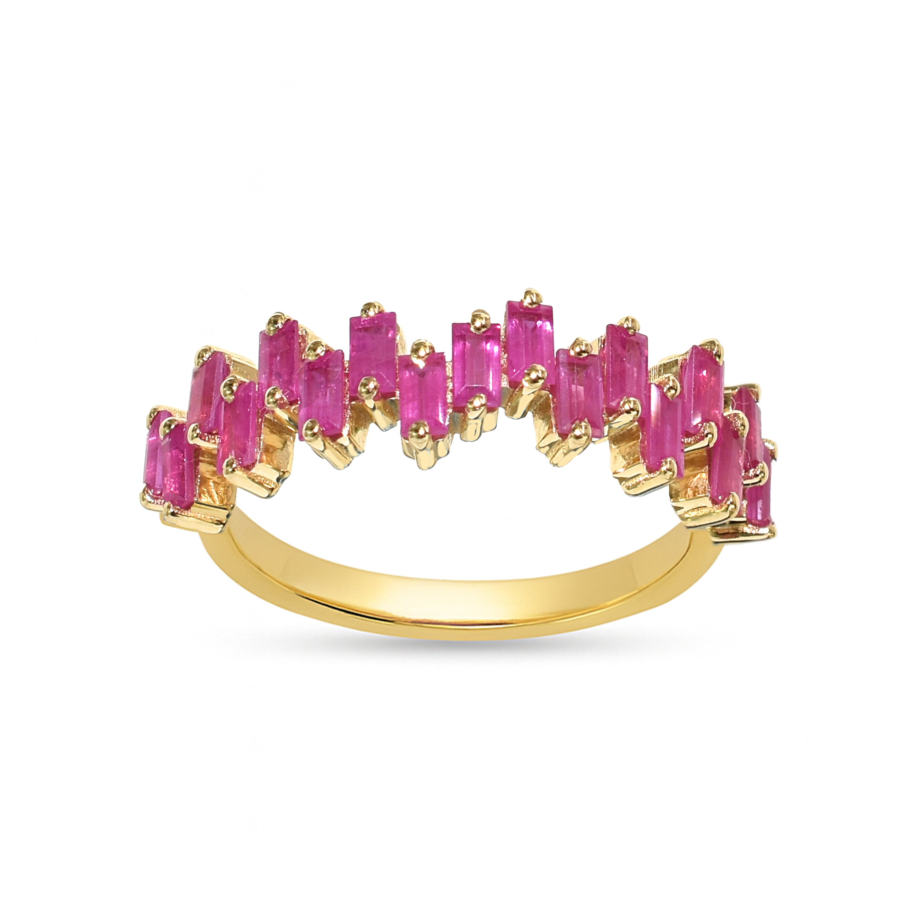 14k Gemstone Baguette Crown Ring