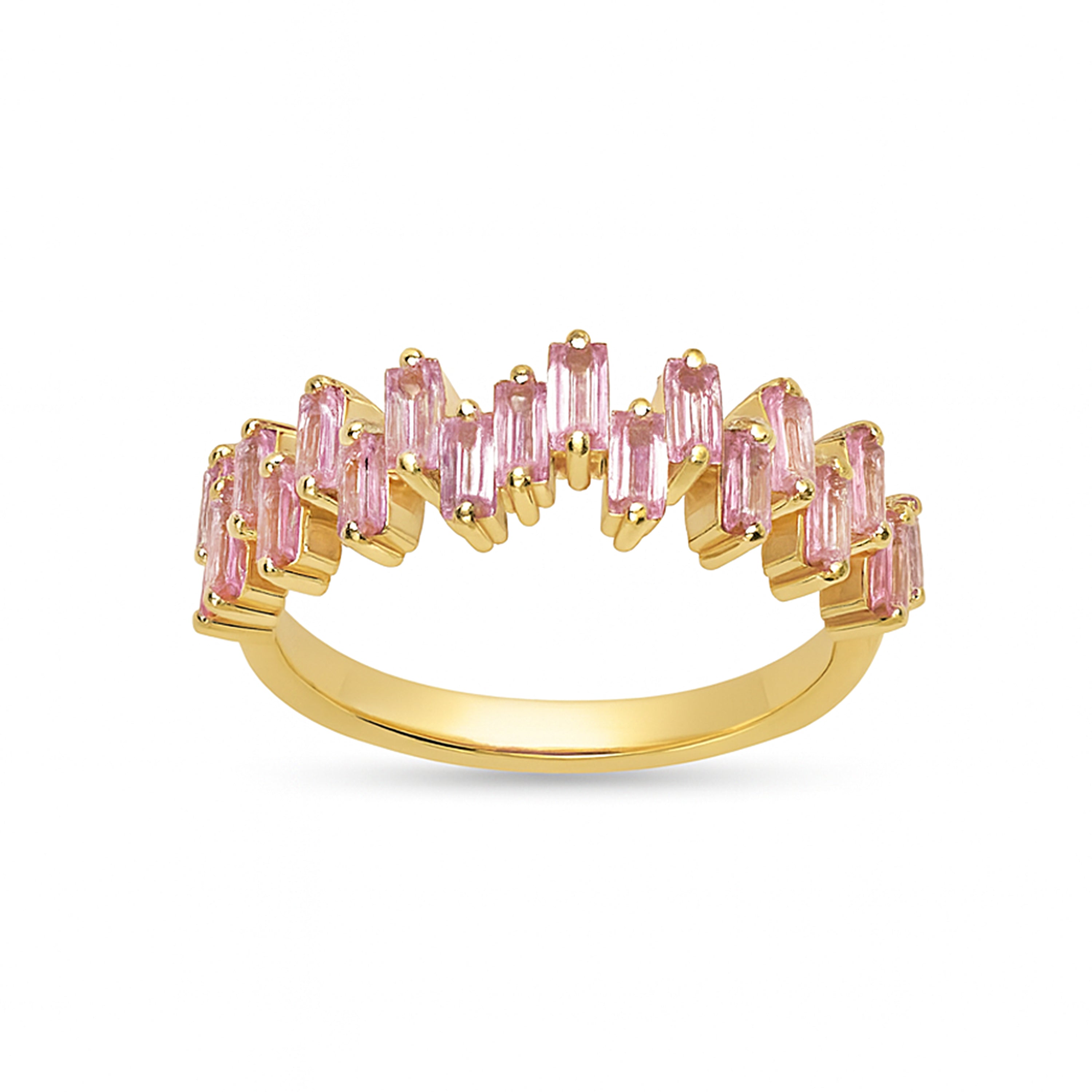 14k Gemstone Baguette Crown Ring