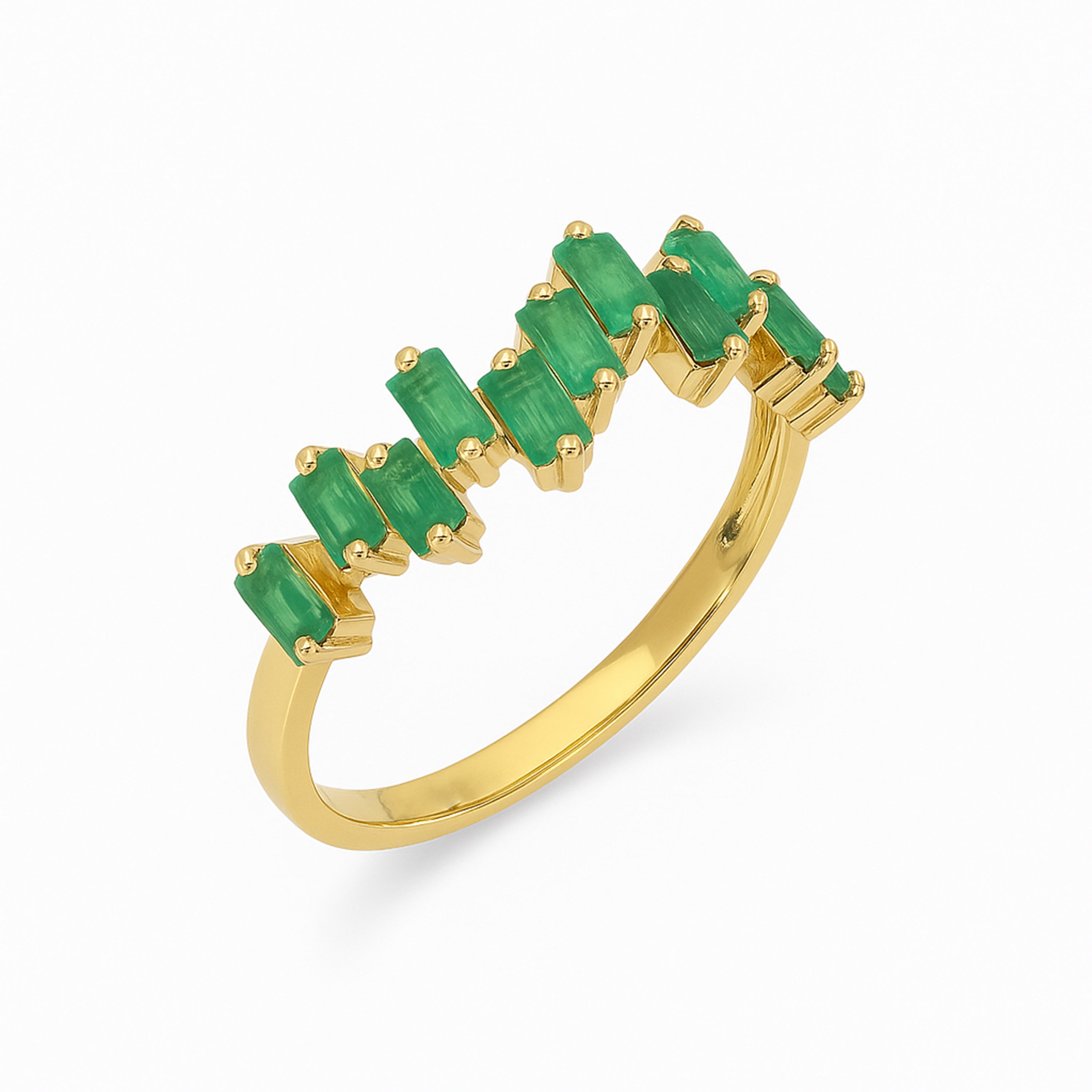 14k Gemstone Baguette Crown Ring