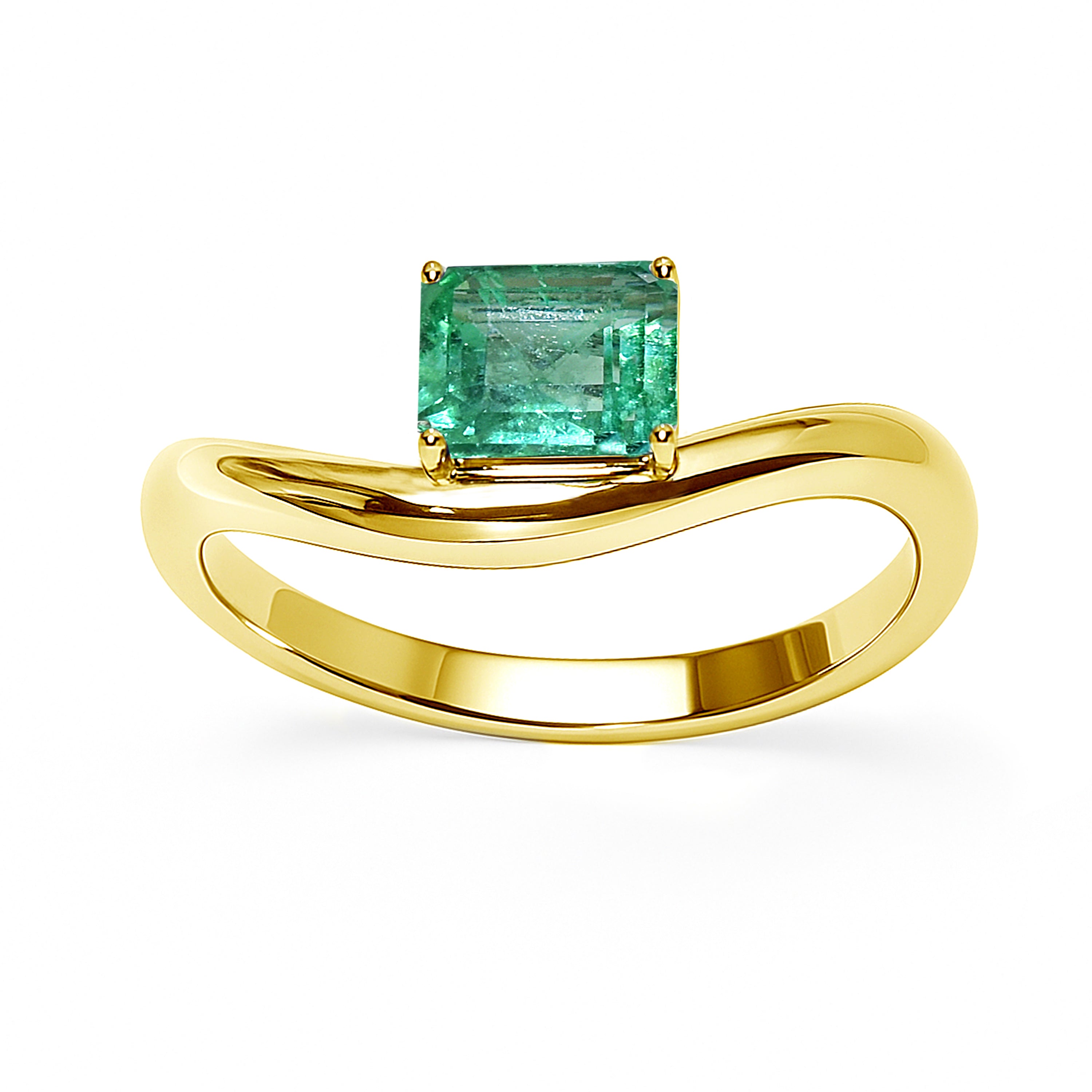 14k Emerald Rectangle Cut Ring