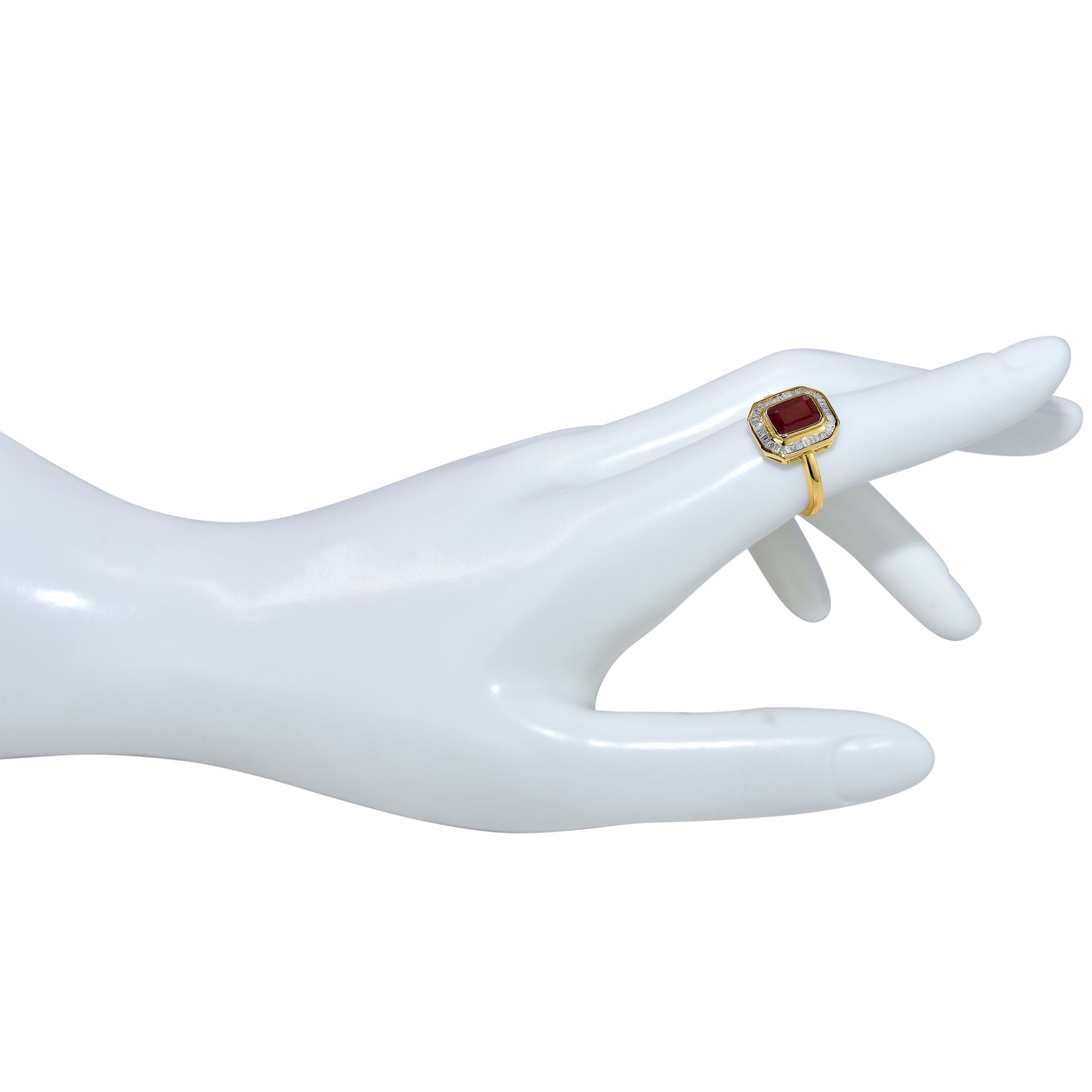 14k Ruby Diamond Emerald Cut Ring