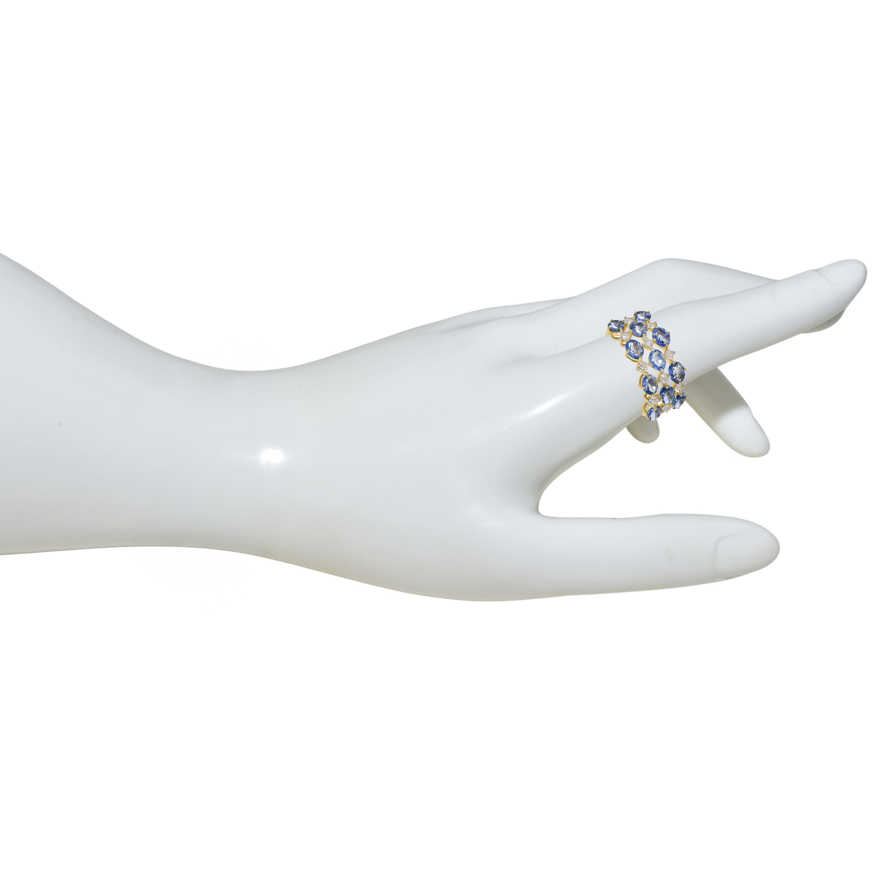 14k Sapphire Diamond Oval Cluster Ring