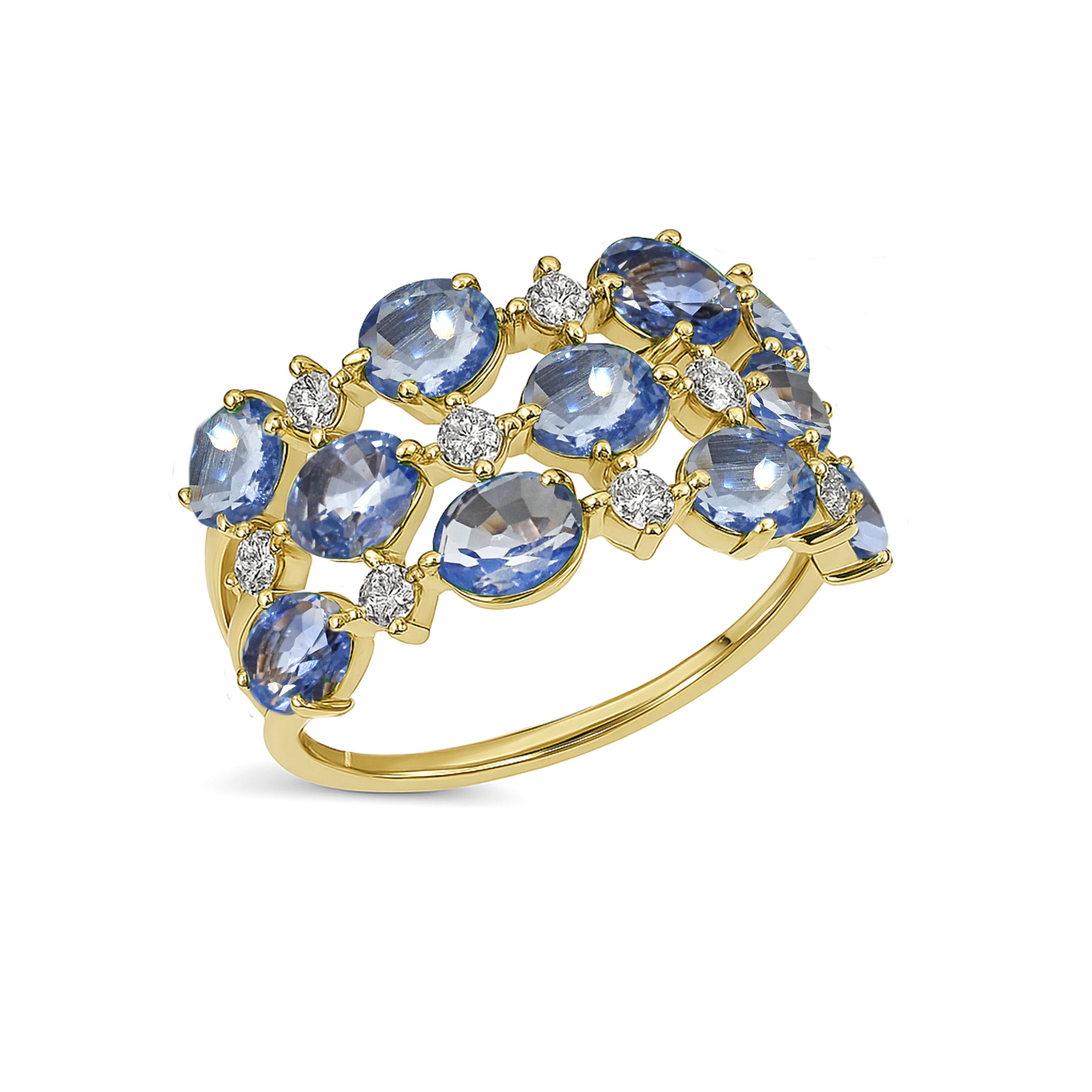 14k Sapphire Diamond Oval Cluster Ring