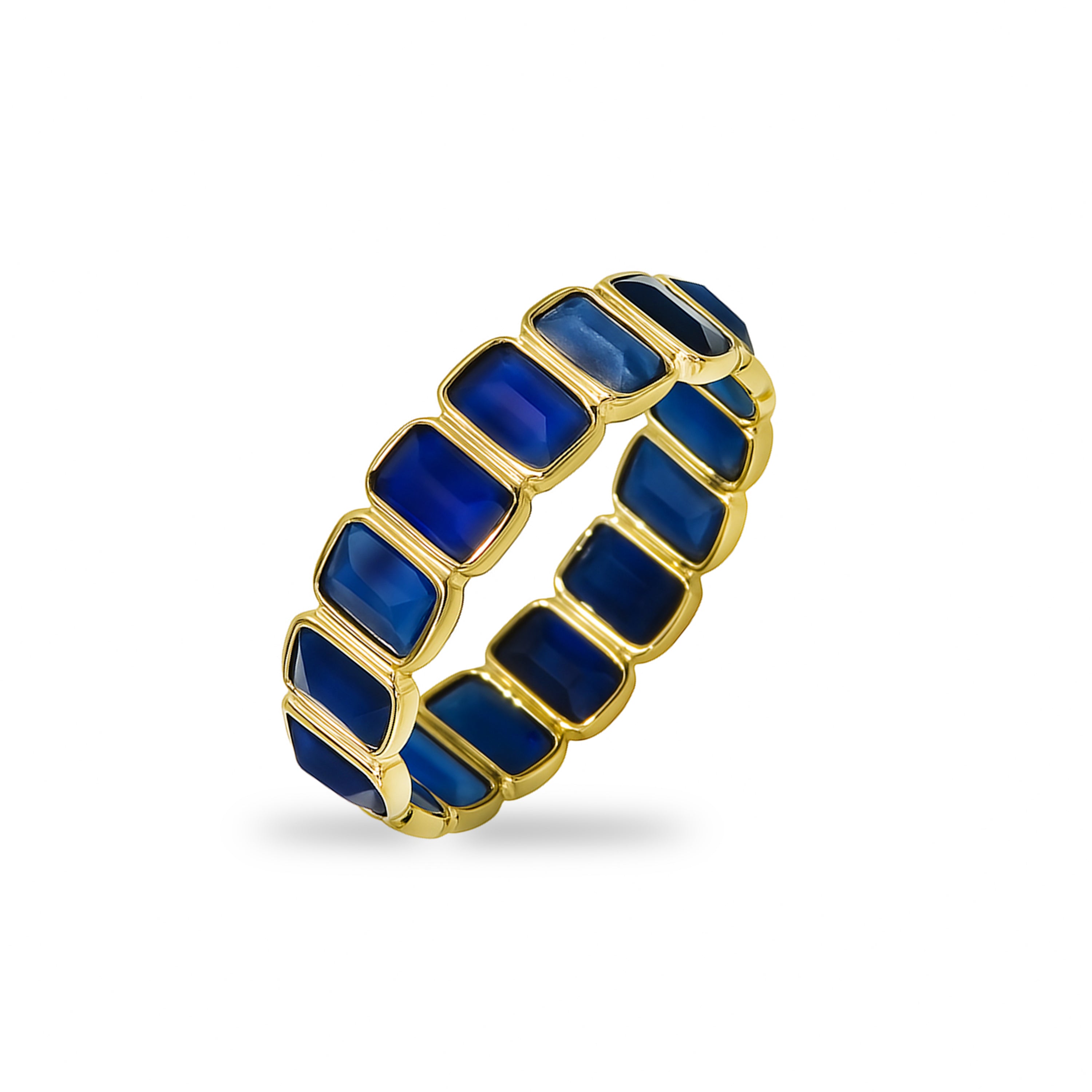 14k Sapphire Rectangle Bezel Ring