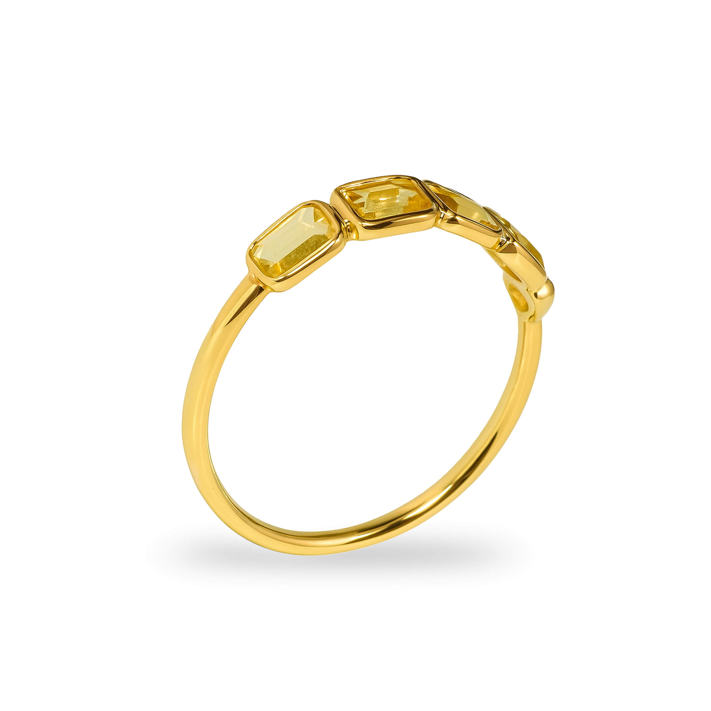14k Yellow Sapphire Rectangle Bezel Ring