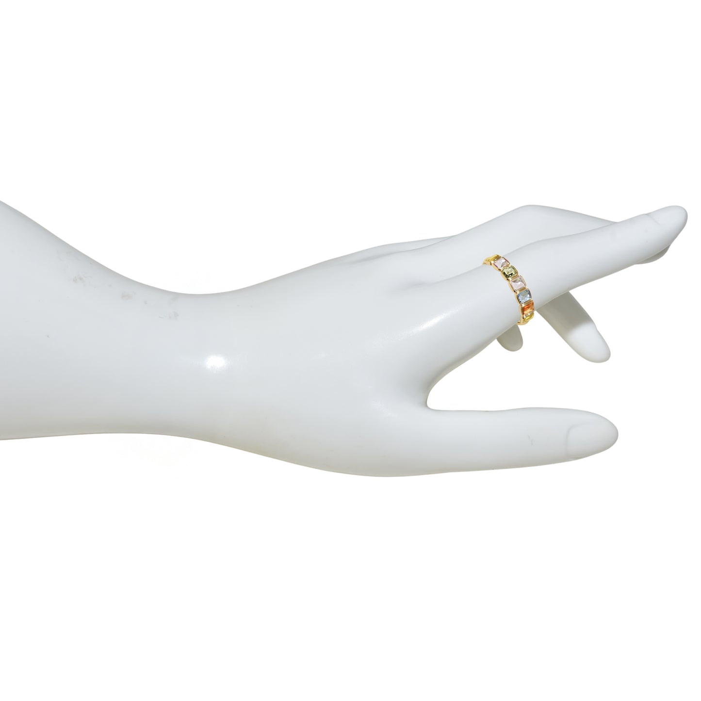 14k Multi Sapphire Rectangle Bezel Ring