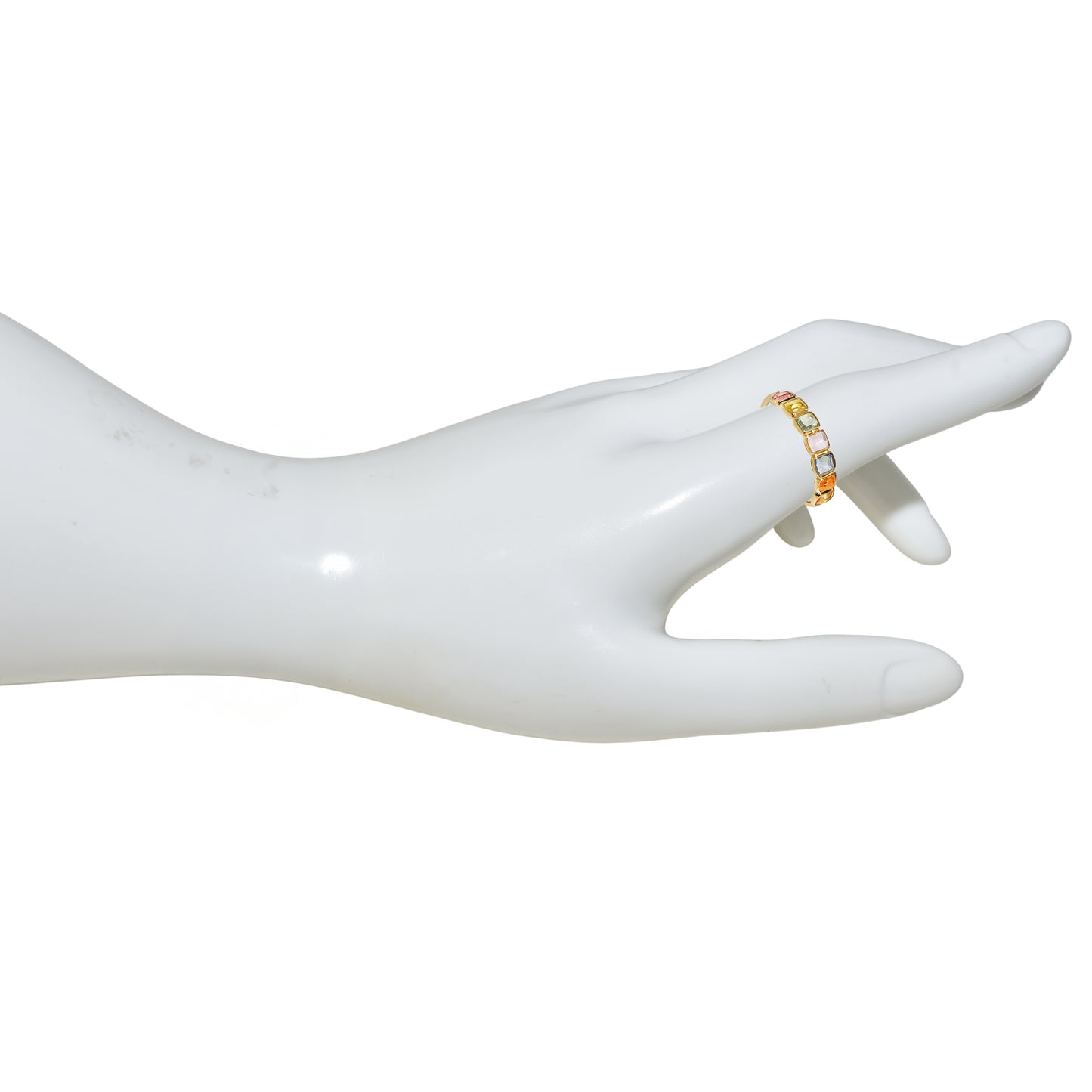 14k Multi Sapphire Rectangles Bezel Ring