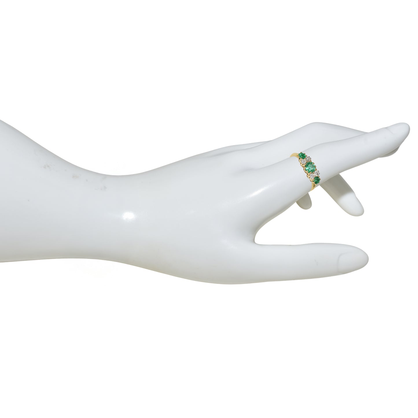 14k Emerald Diamond Prong Multi Stone Ring