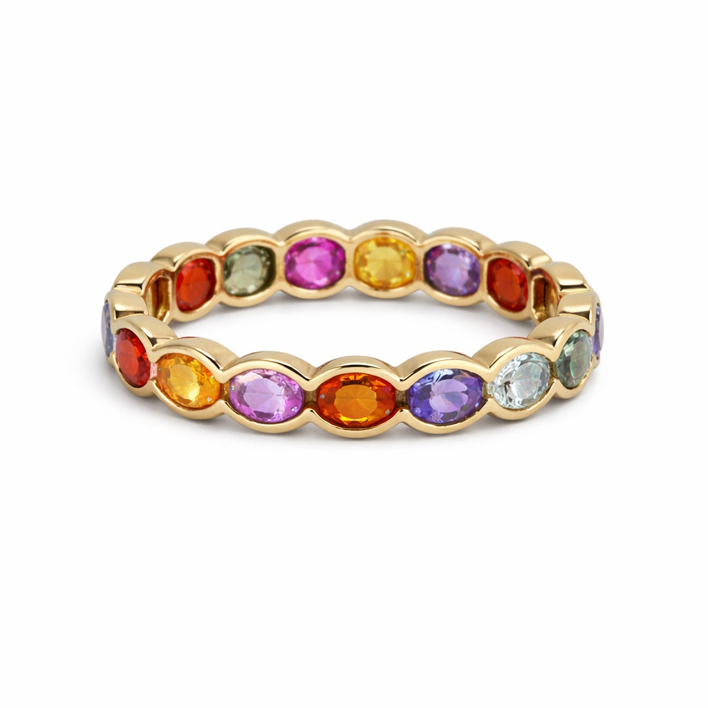14k Multi Sapphire Oval Eternity Ring