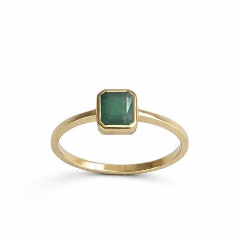 14k Emerald Rectangle Bezel Ring