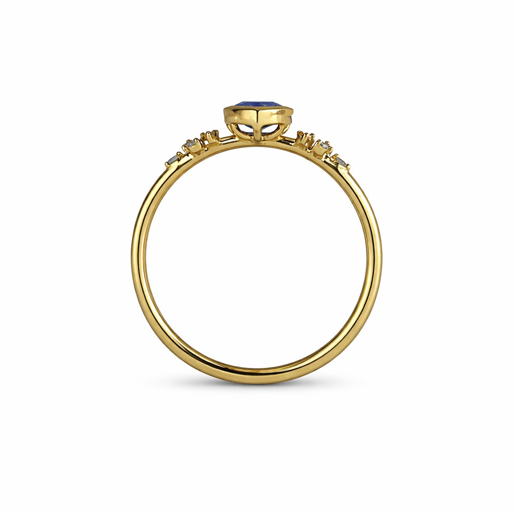 14k Sapphire and Diamonds Drop Bezel Ring