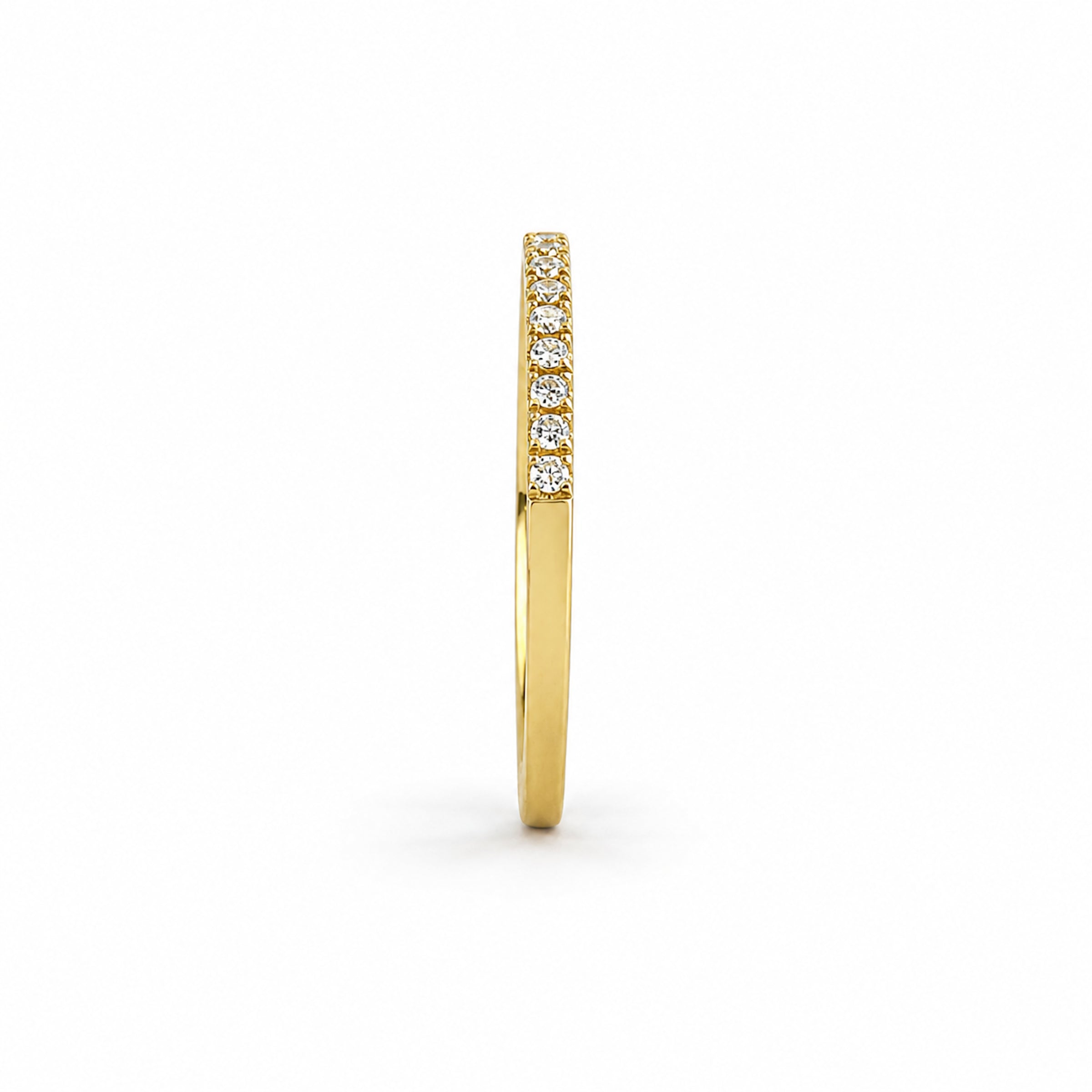 14k Stackable Band 20 Set Stones Ring