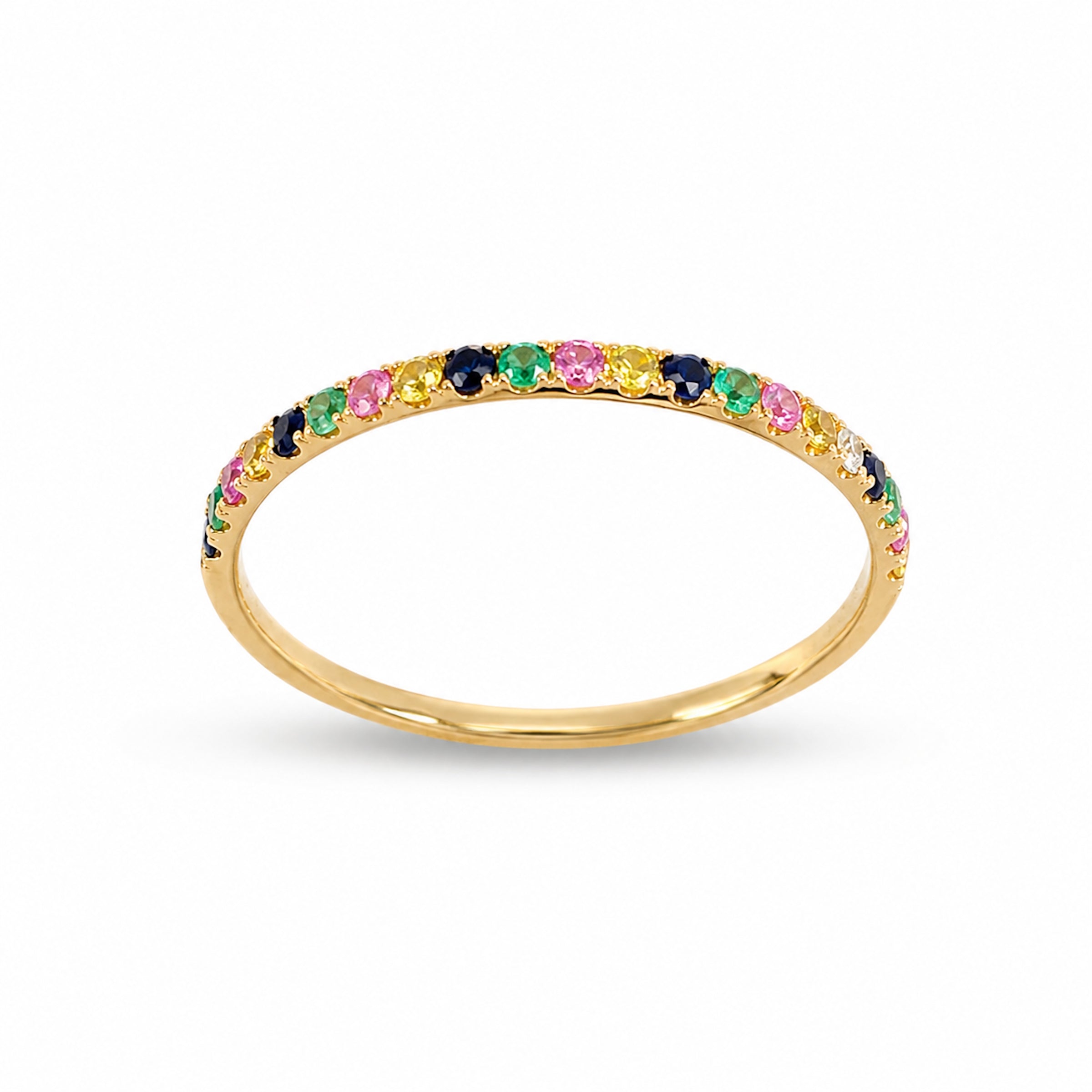 14k Stackable Band 20 Set Stones Ring