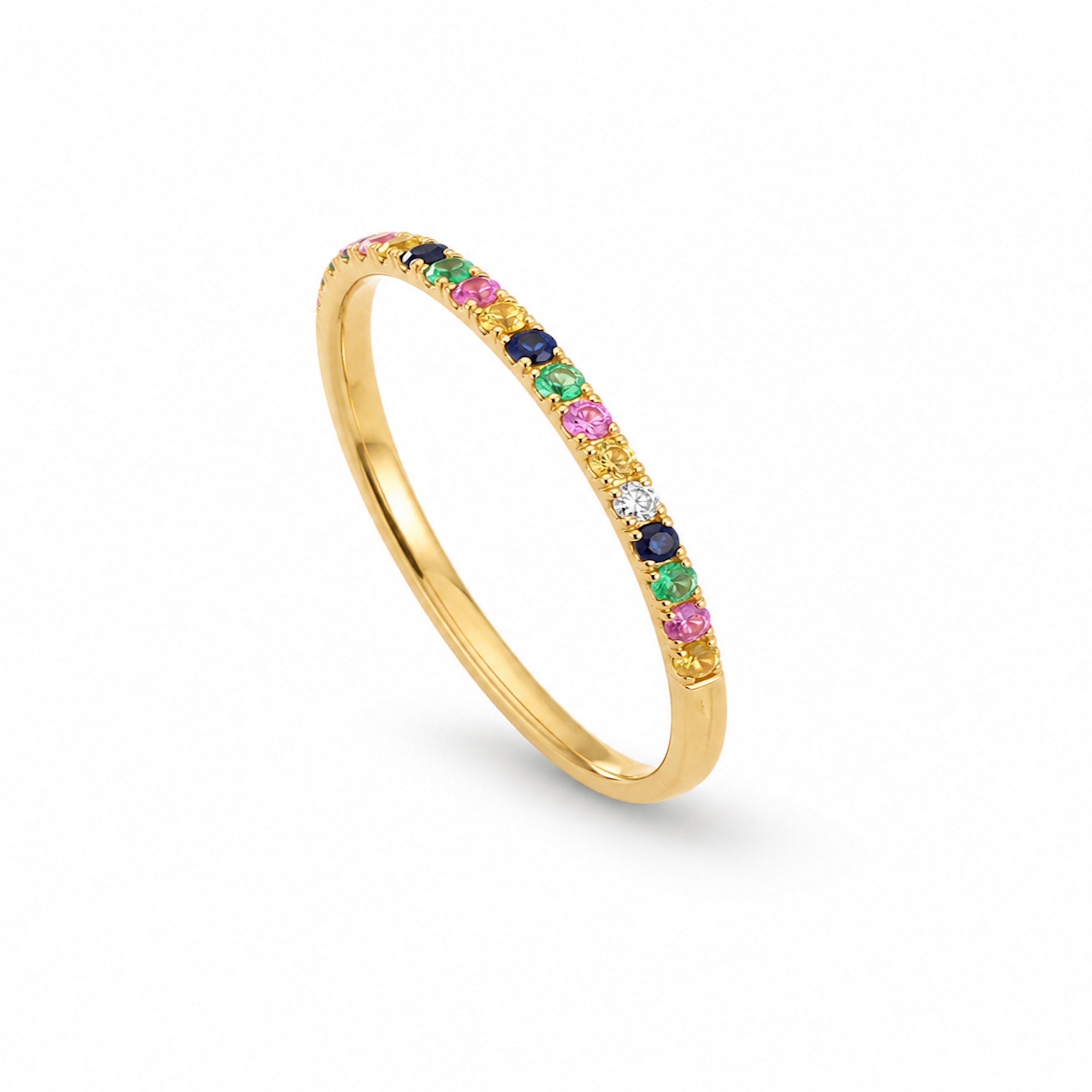 14k Stackable Band 20 Set Stones Ring