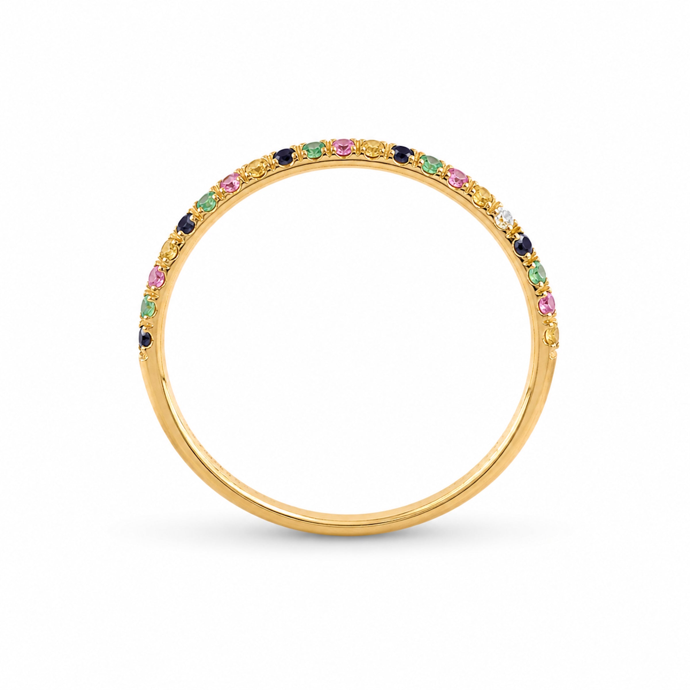 14k Stackable Band 20 Set Stones Ring