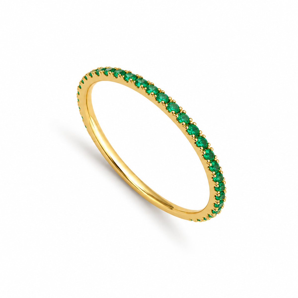 14k Stackable Band 40 Set Stones Ring