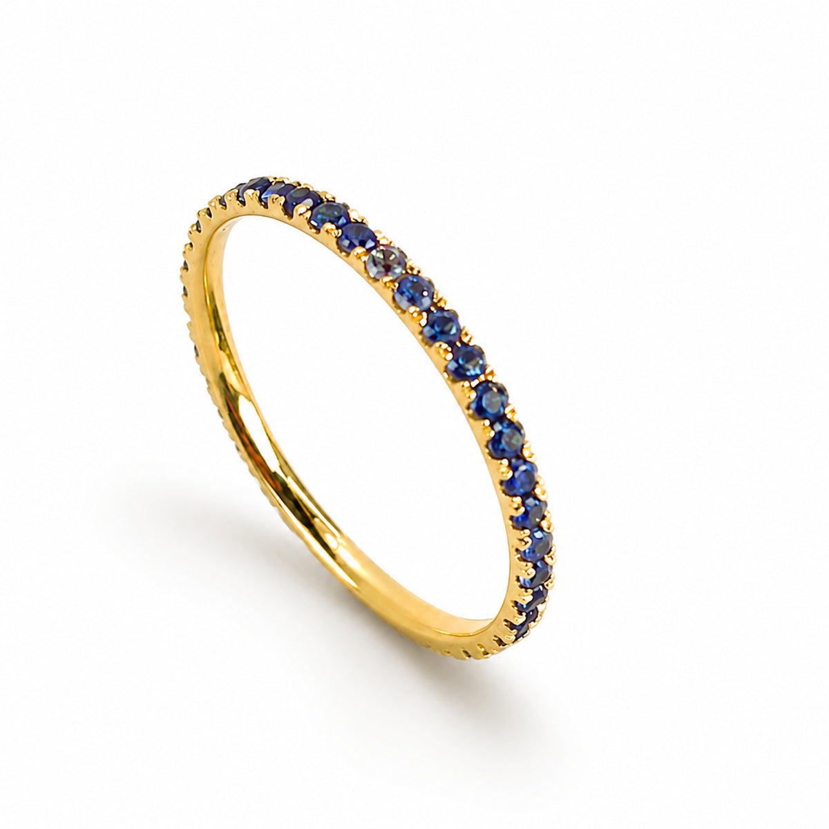 14k Stackable Band 40 Set Stones Ring