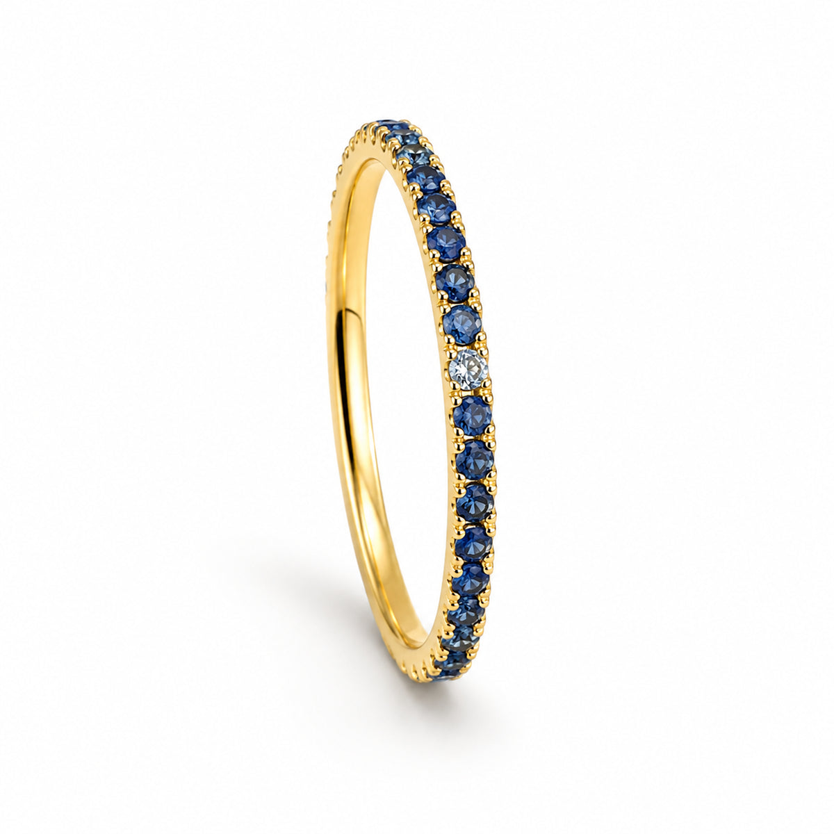 14k Stackable Band 40 Set Stones Ring