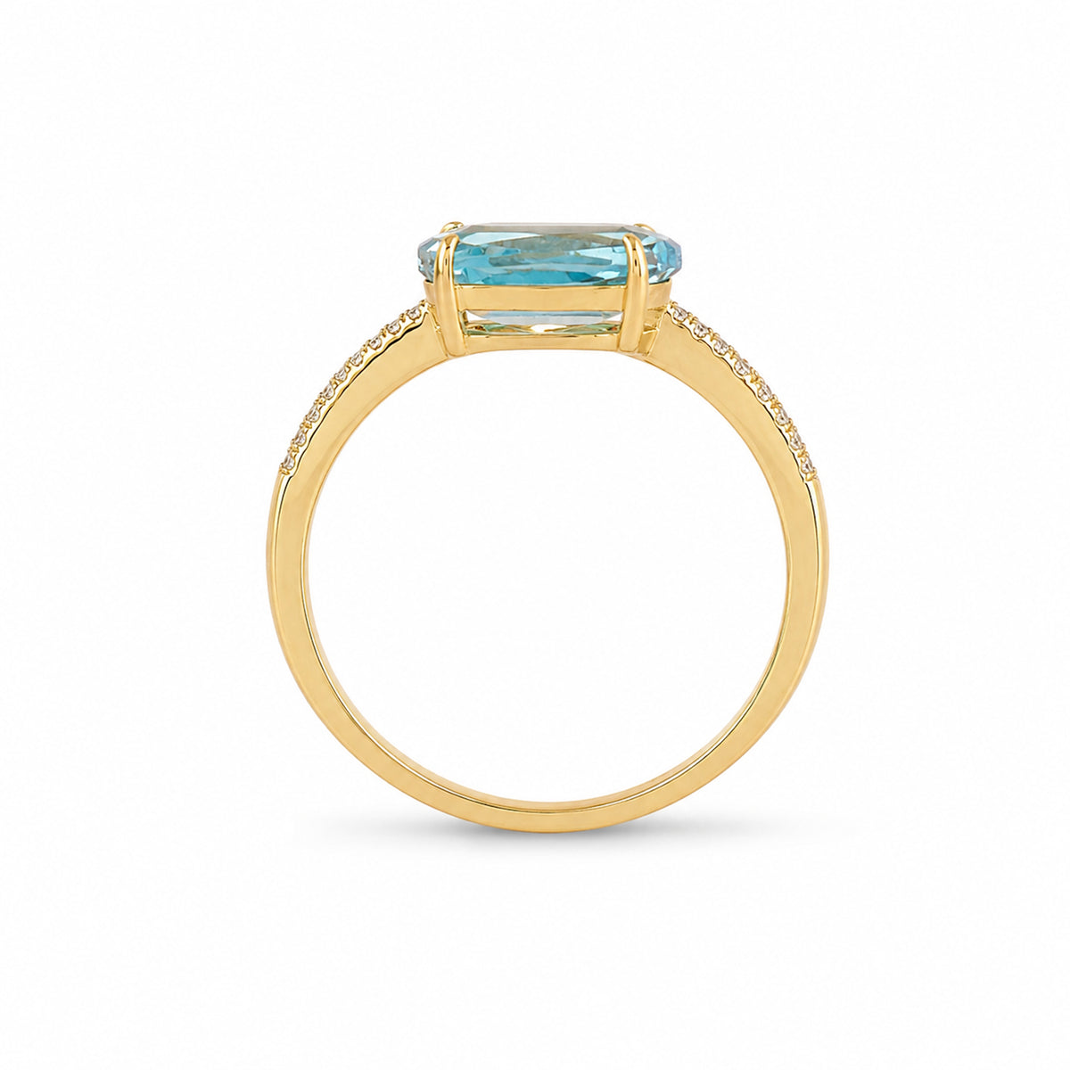 14k 2 Marquise Sky Blue Topaz & Diamonds Ring