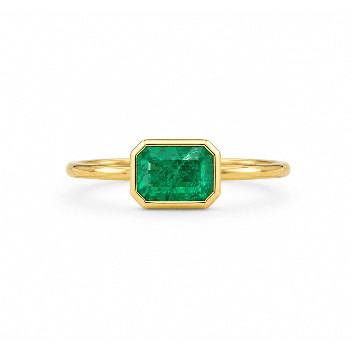 14k Octagon Bezel Precious Stone Ring