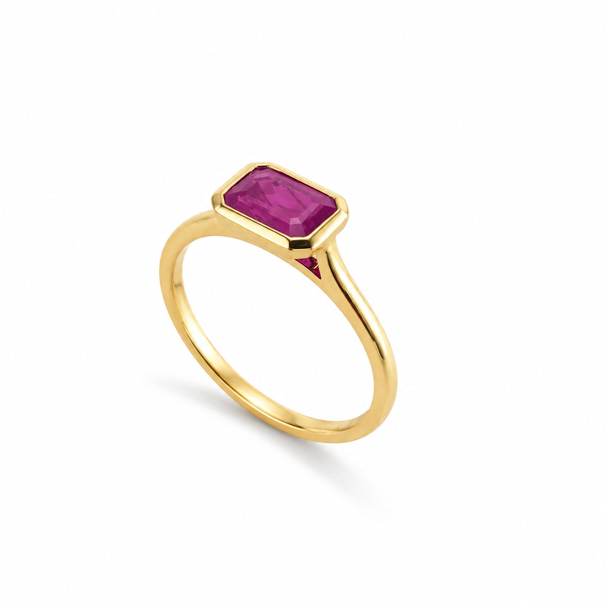 14k Octagon Bezel Precious Stone Ring
