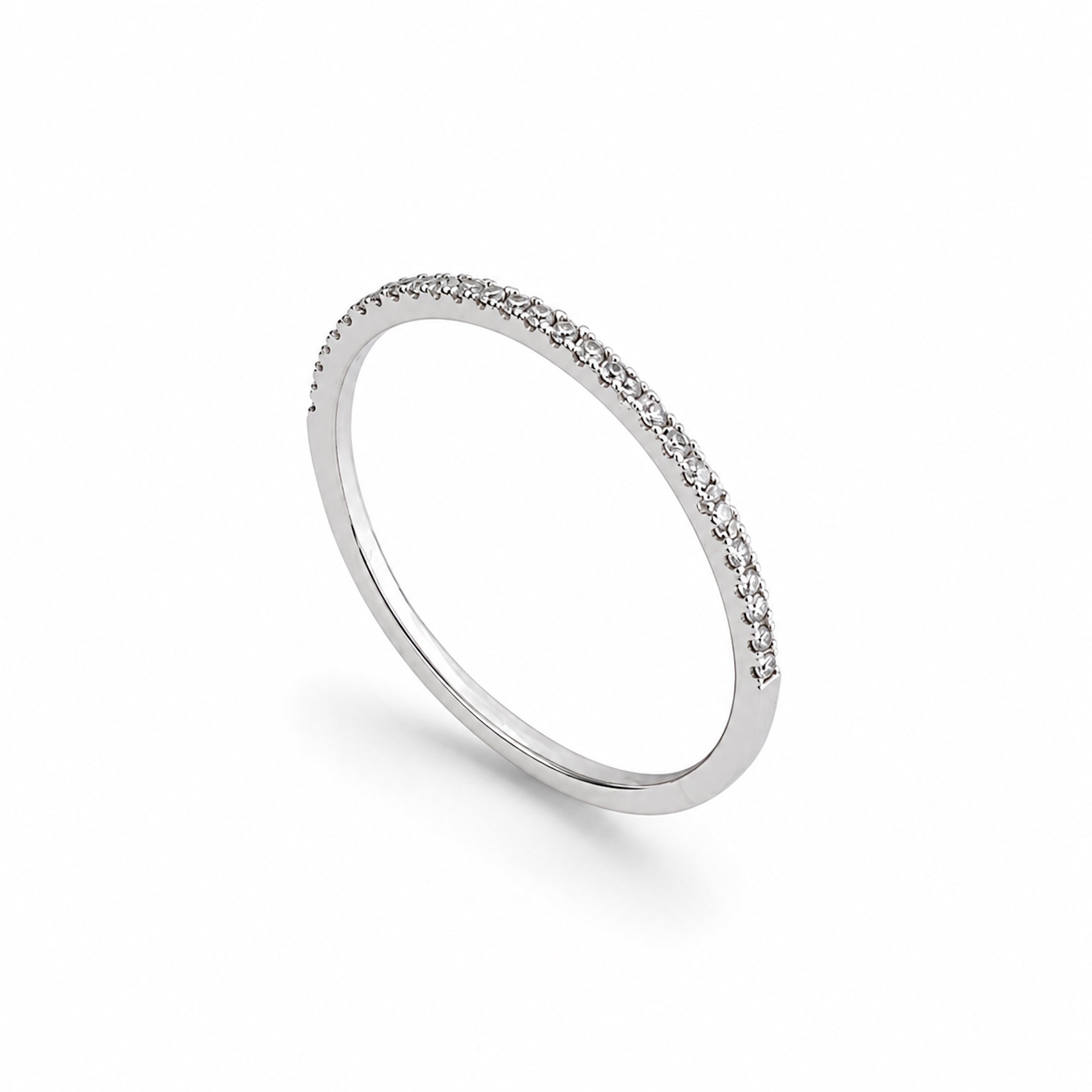 14k White Gold Stack Band Diamond Ring