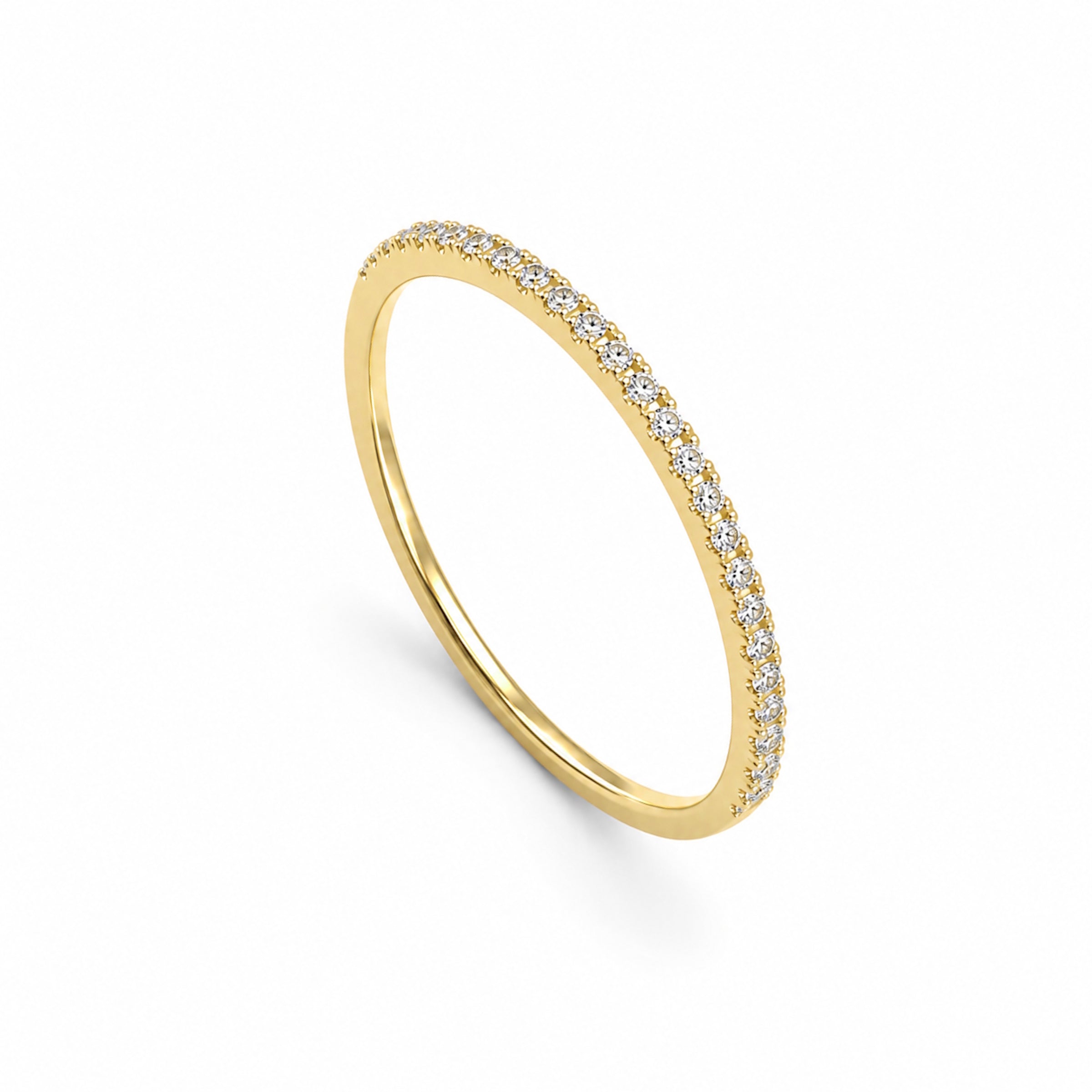 14k Stack Band Diamond Ring