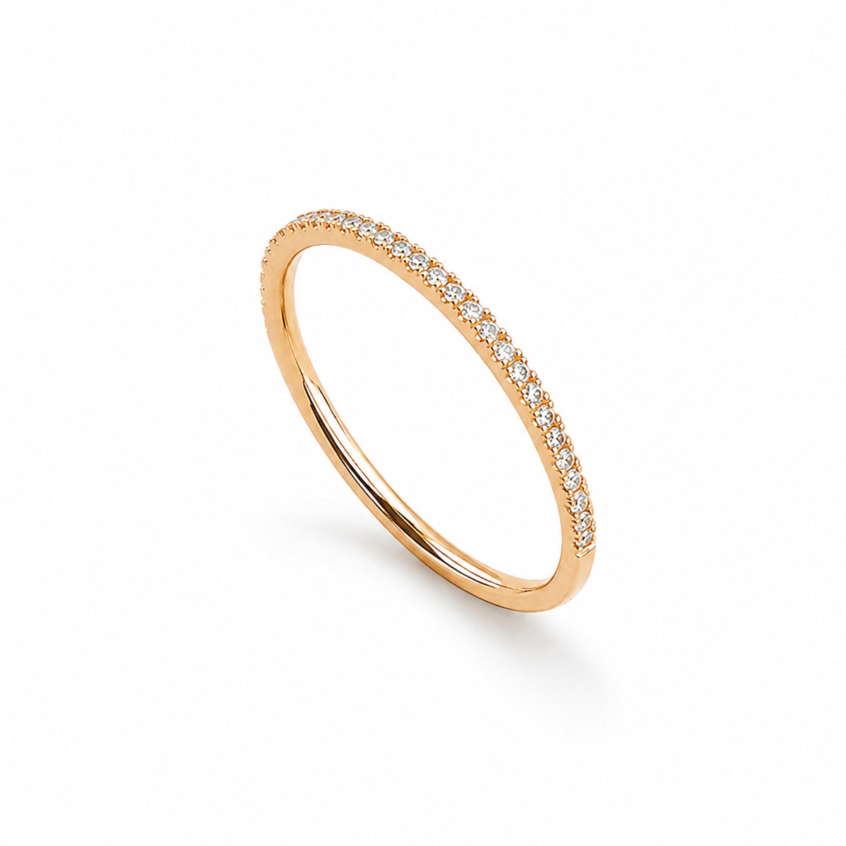 14k Rose Gold Stack Band Diamond Ring