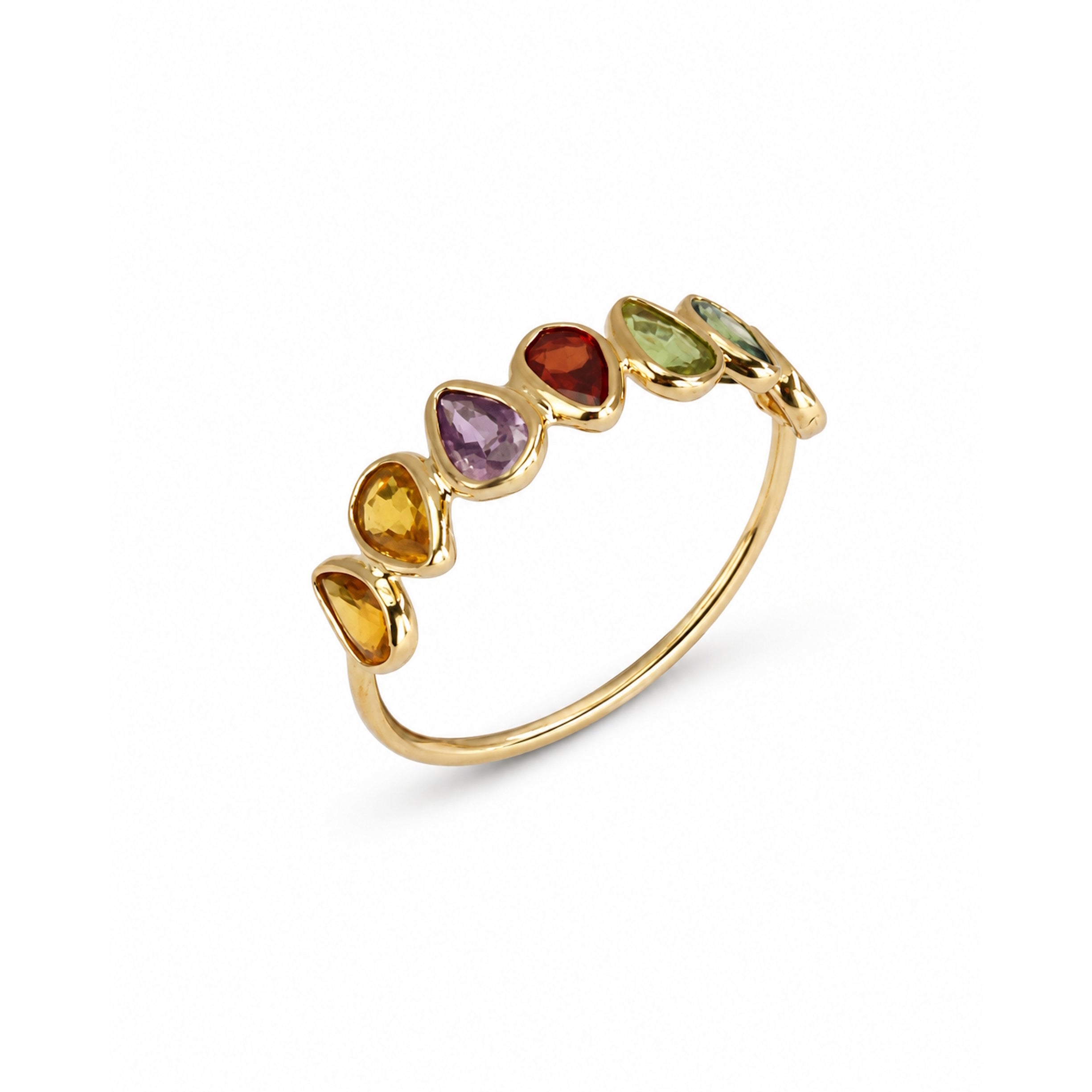 14k Multi Sapphire Half Eternity Bezel Ring