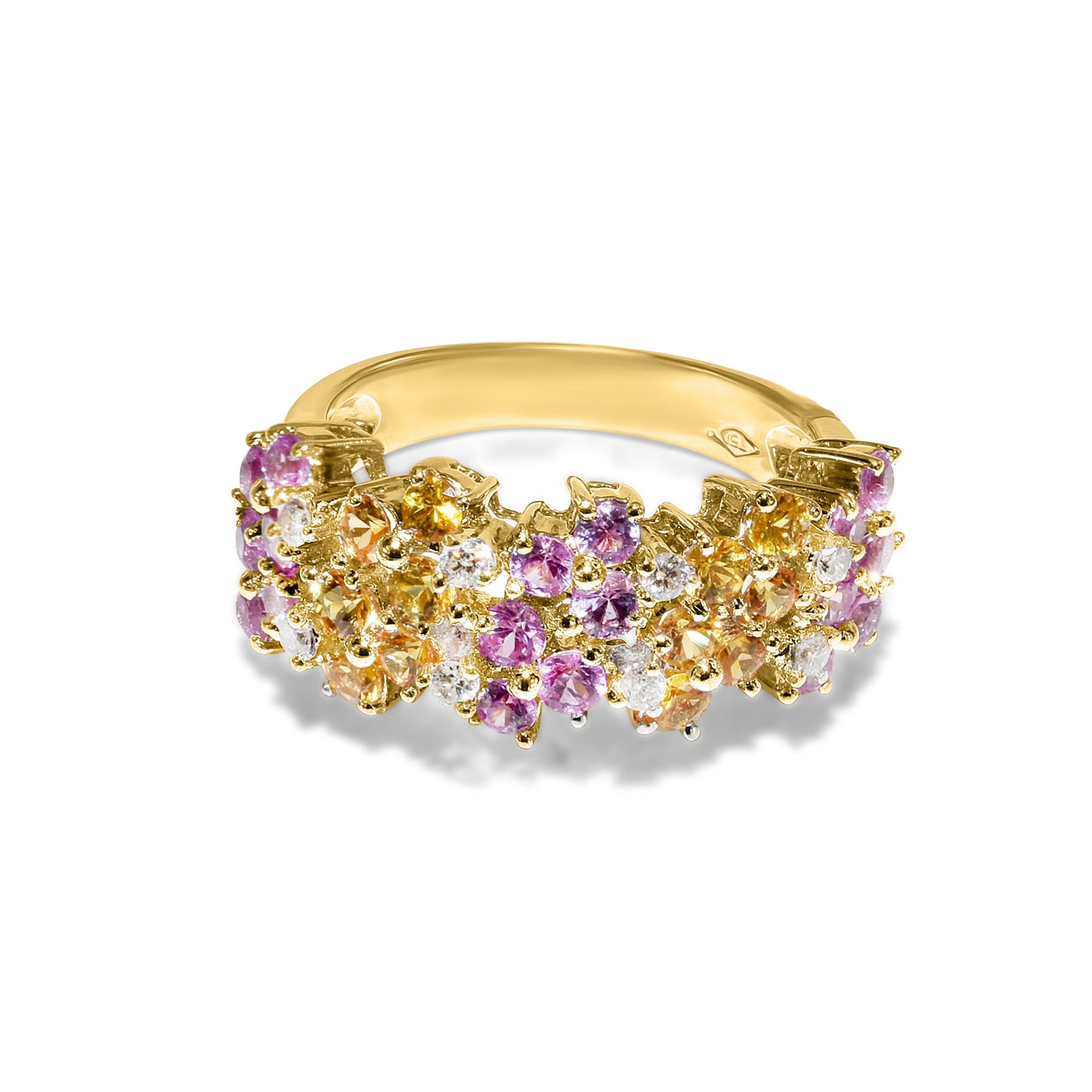 18k Pink and Yellow Sapphire Diamond Ring