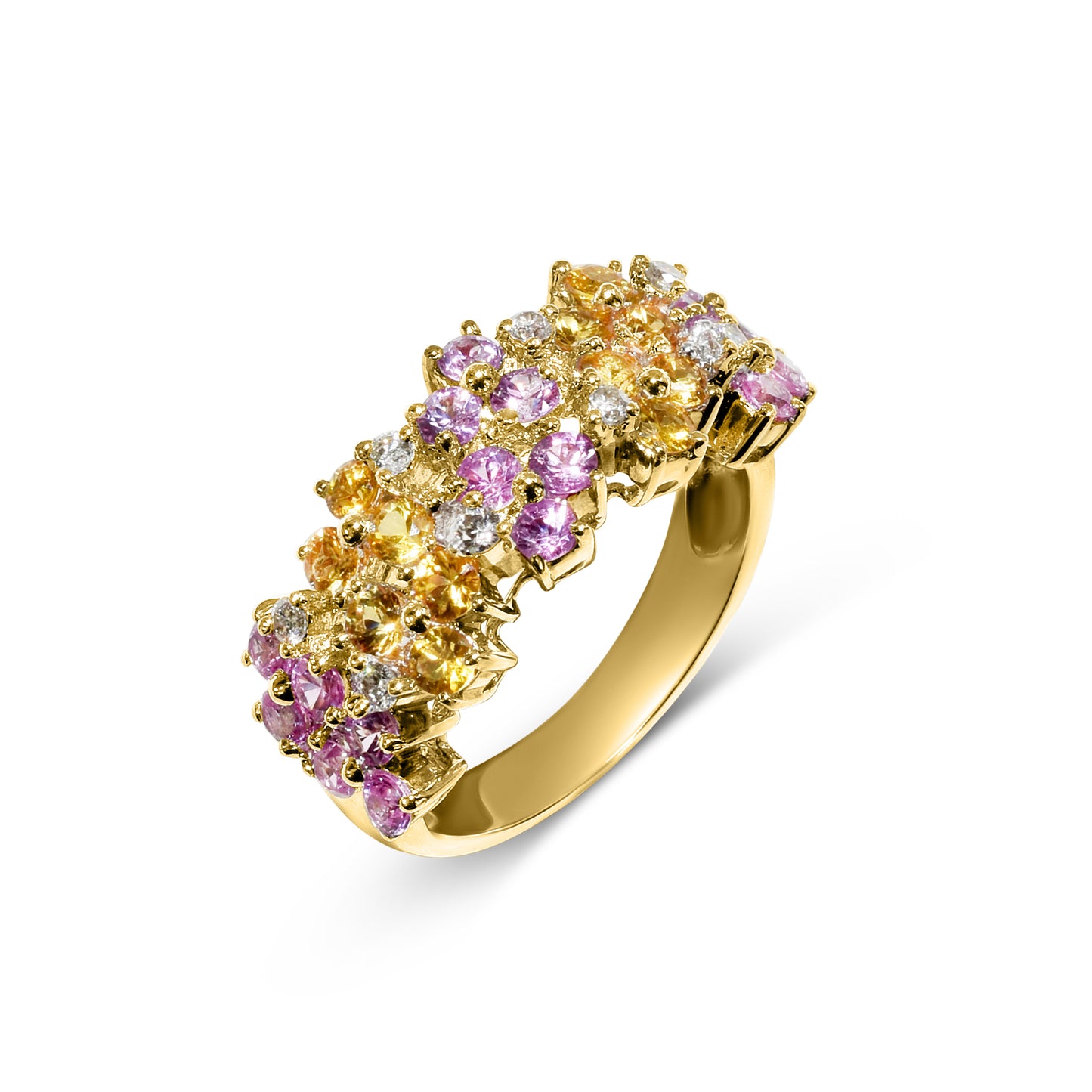 18k Pink and Yellow Sapphire Diamond Ring