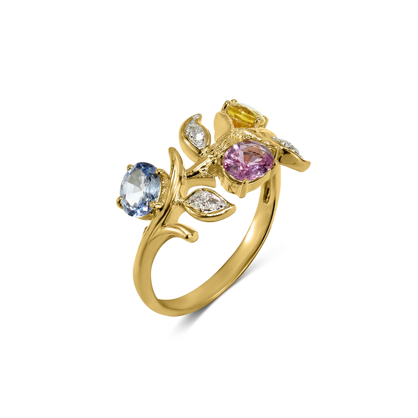 18K Multi Sapphire Diamond Ring