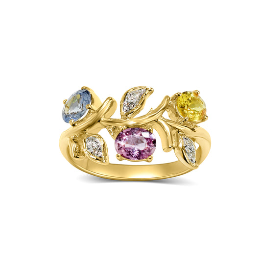 18K Multi Sapphire Diamond Ring