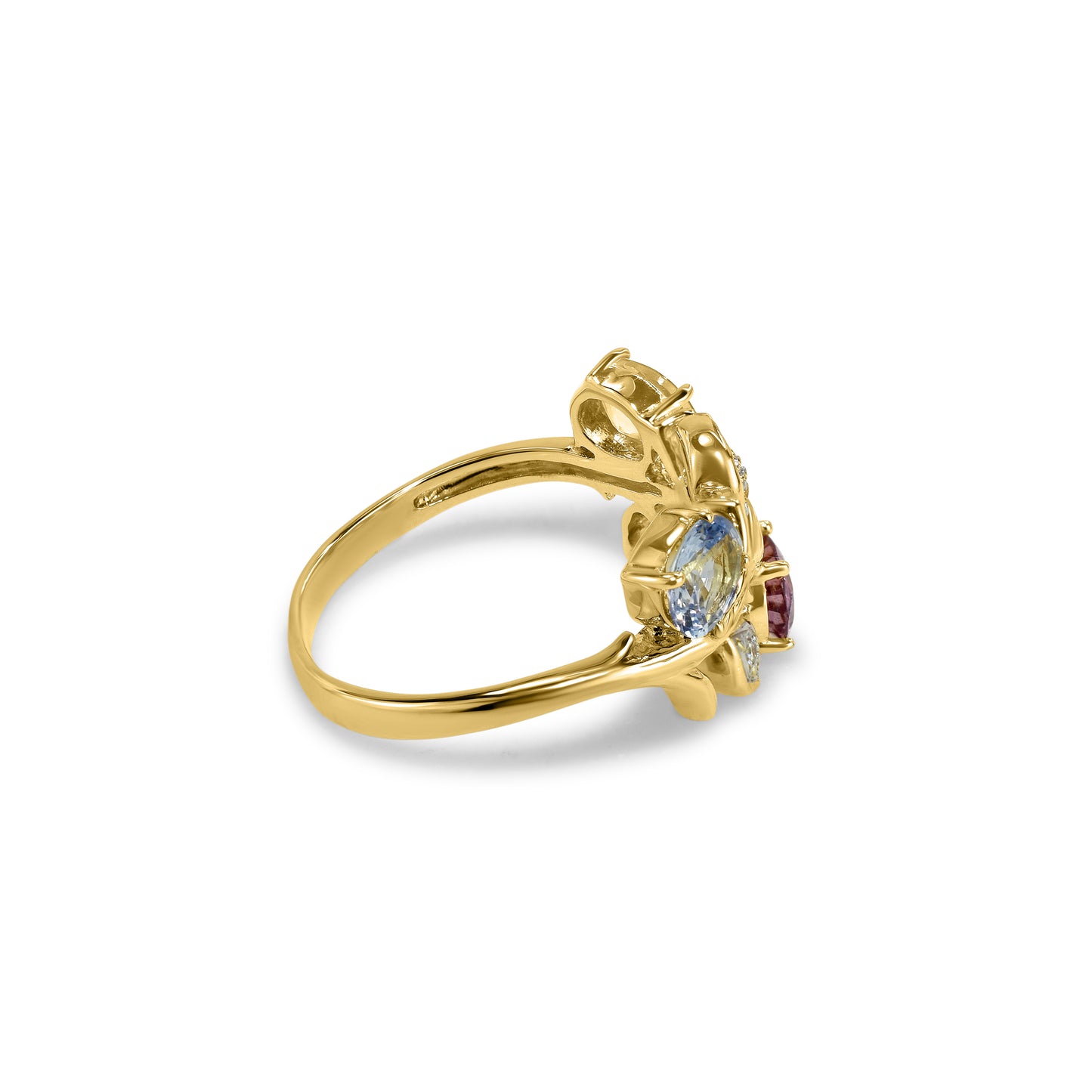 18K Multi Sapphire Diamond Ring