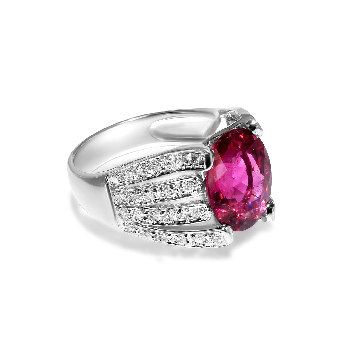 18k White Gold Rubelite Tourmaline Diamond Ring