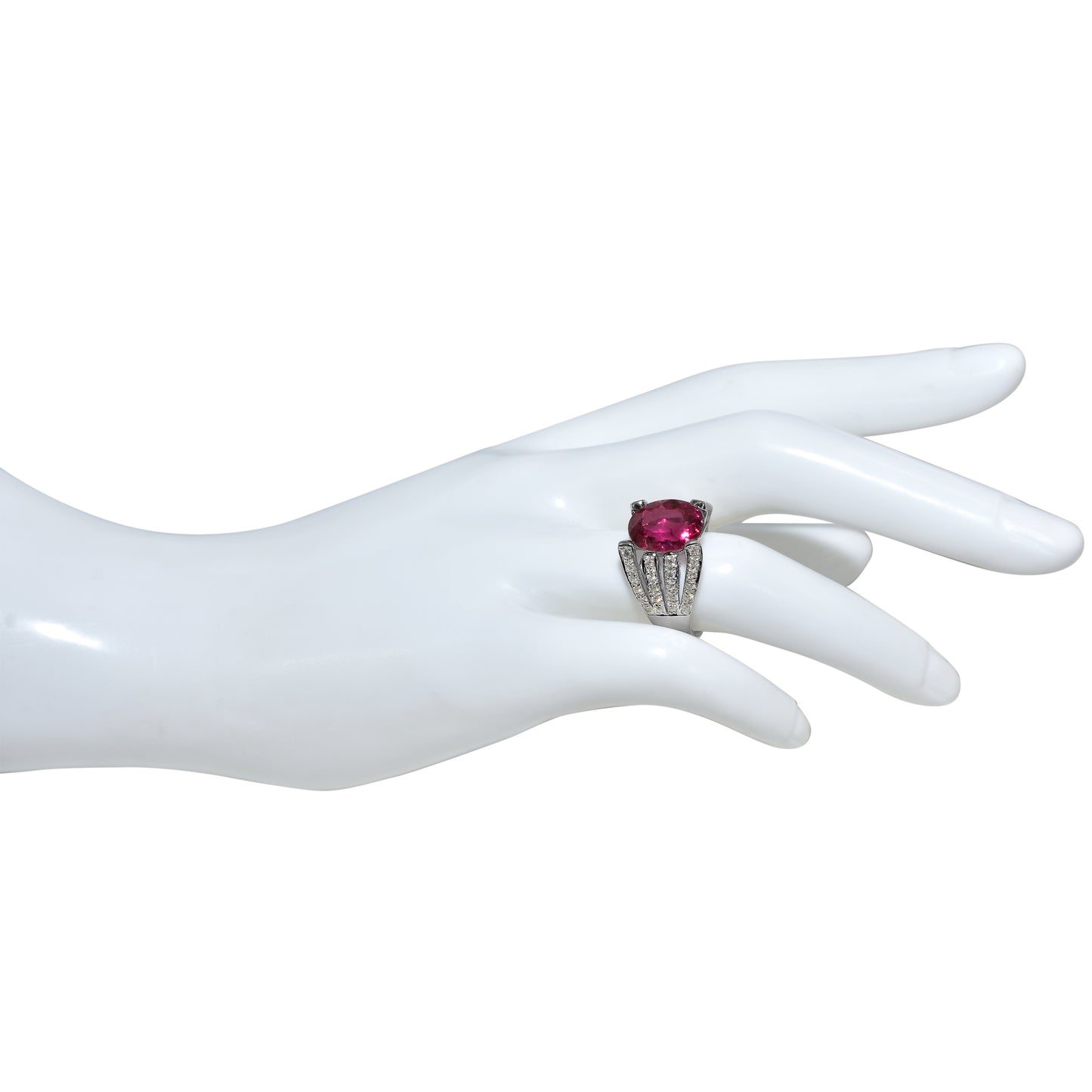 18k White Gold Rubelite Tourmaline Diamond Ring