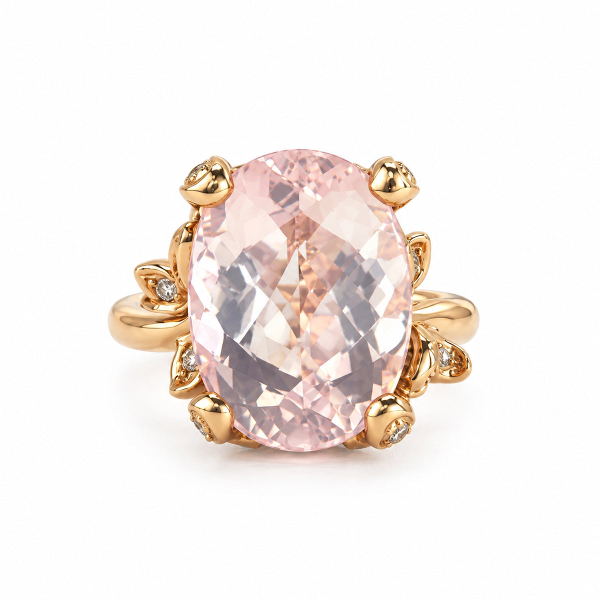 14k Rose Gold Rose Quartz Desert Diamond Secret Garden Ring