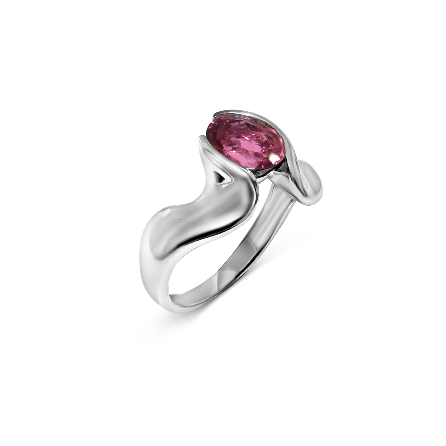 18k White Gold Tourmaline Oval Ring