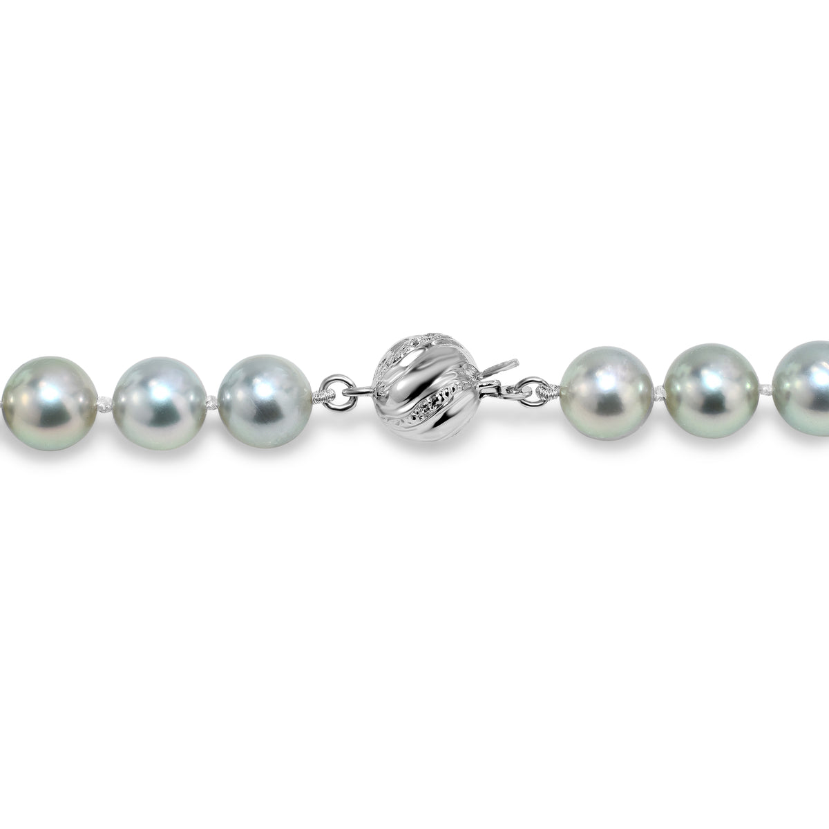 14kw Diamond Silver Grey Color Akoya Cultured Pearl Necklace